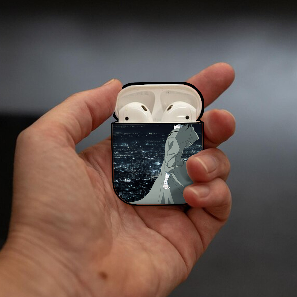 文豪ストレイドッグス Bungo Stray Dogs AirPods 第2世代保護ケース ハードシェル ブラック 耐衝撃・防指紋・カラビナ付き