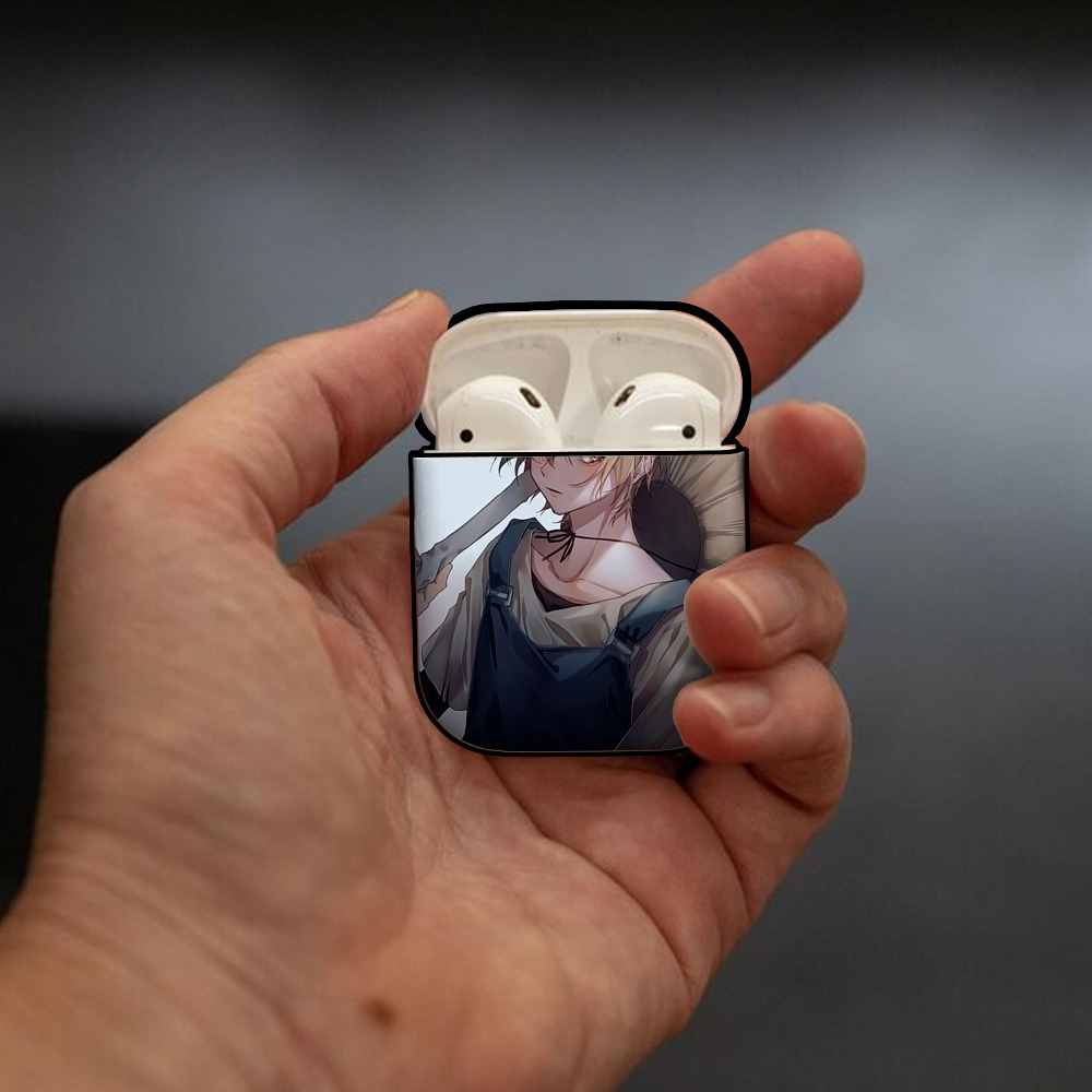 文豪ストレイドッグス Bungo Stray Dogs AirPods 第2世代保護ケース ハードシェル ブラック 耐衝撃・防指紋・カラビナ付き