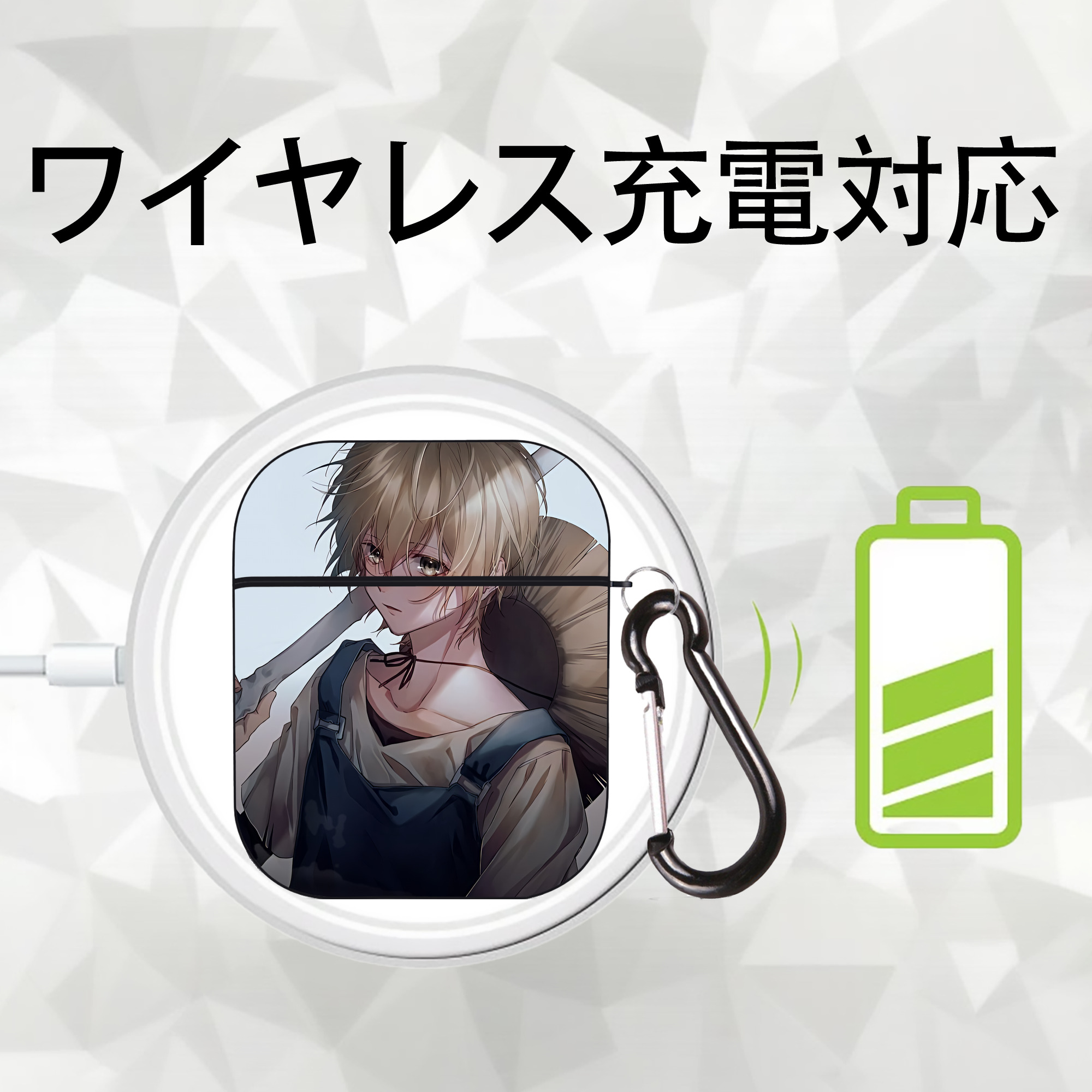 文豪ストレイドッグス Bungo Stray Dogs AirPods 第2世代保護ケース ハードシェル ブラック 耐衝撃・防指紋・カラビナ付き