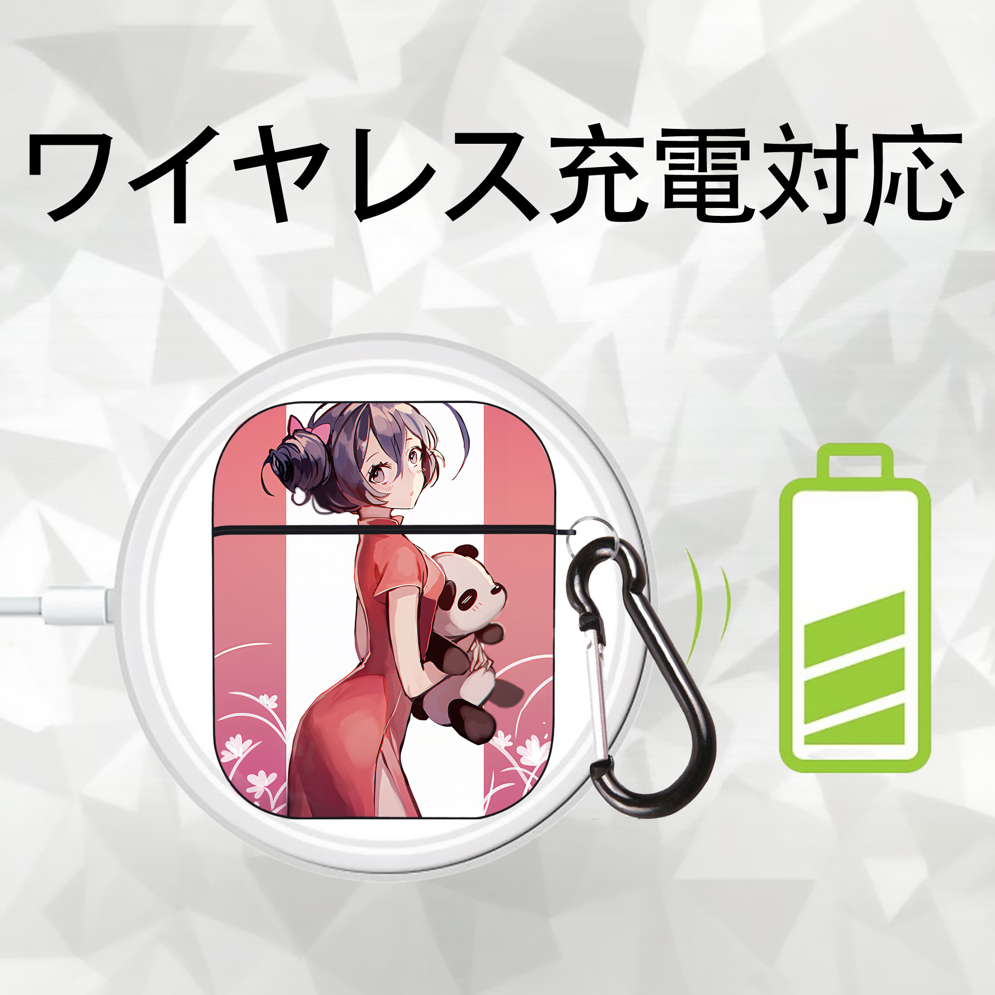 文豪ストレイドッグス Bungo Stray Dogs AirPods 第2世代保護ケース ハードシェル ブラック 耐衝撃・防指紋・カラビナ付き