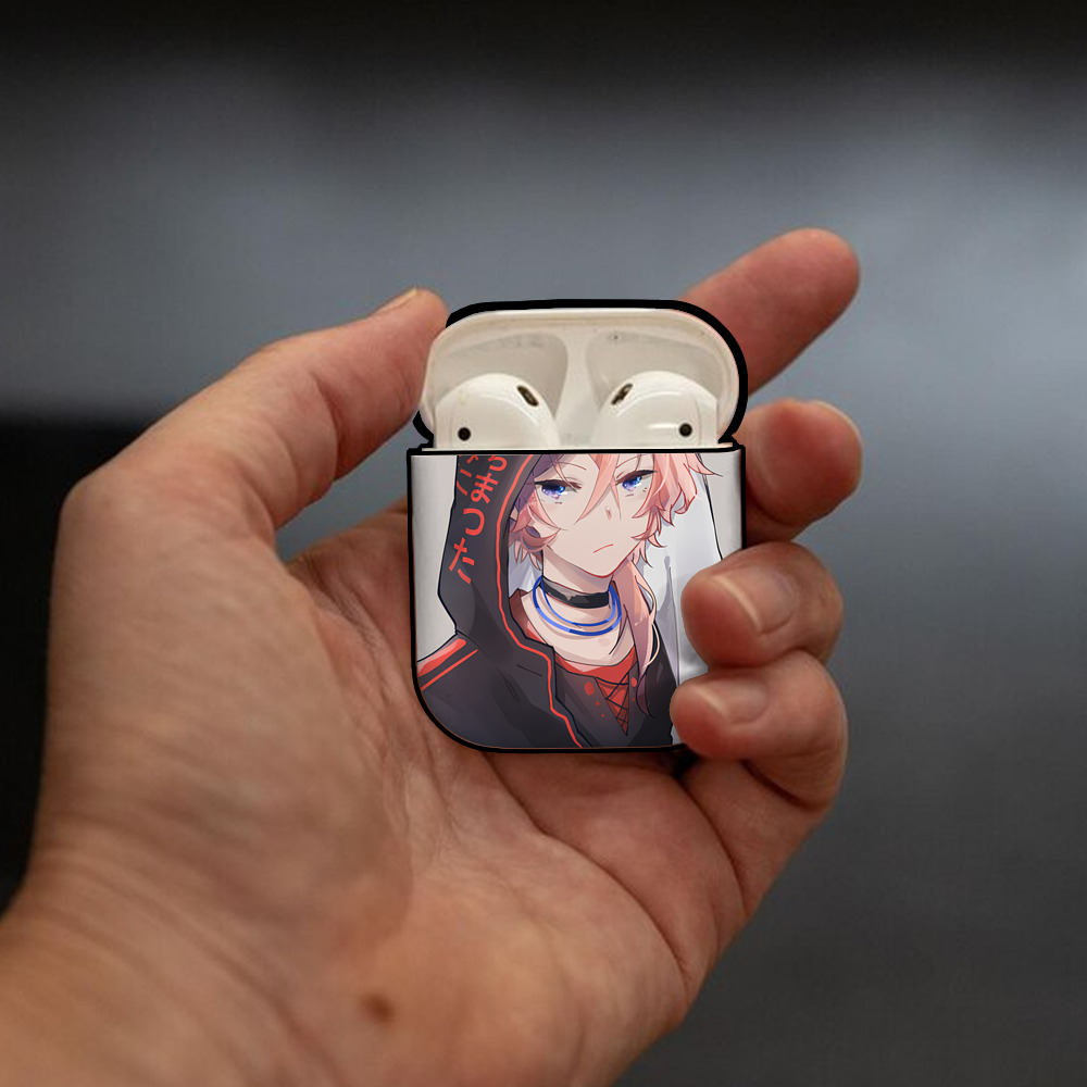 文豪ストレイドッグス Bungo Stray Dogs AirPods 第2世代保護ケース ハードシェル ブラック 耐衝撃・防指紋・カラビナ付き