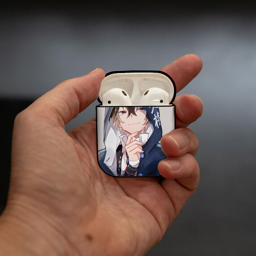 文豪ストレイドッグス Bungo Stray Dogs AirPods 第2世代保護ケース ハードシェル ブラック 耐衝撃・防指紋・カラビナ付き
