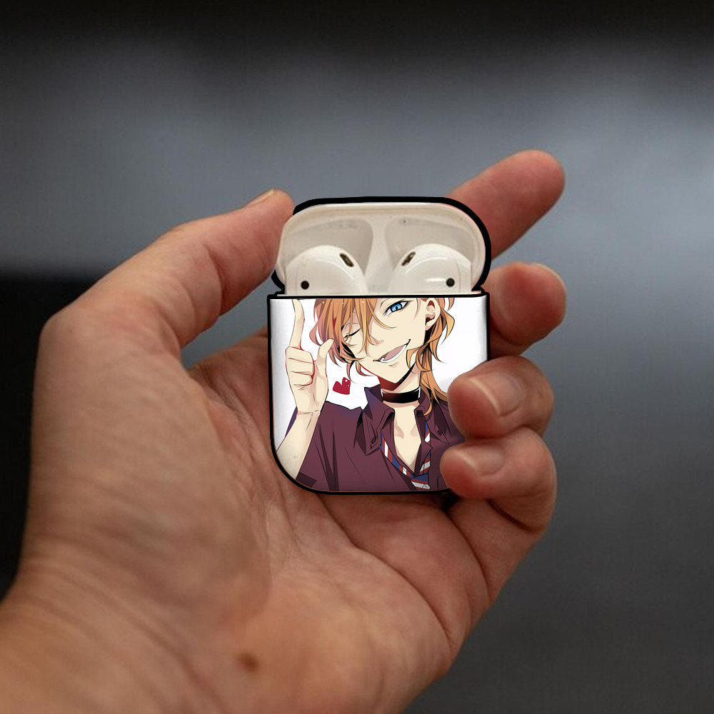 文豪ストレイドッグス Bungo Stray Dogs AirPods 第2世代保護ケース ハードシェル ブラック 耐衝撃・防指紋・カラビナ付き