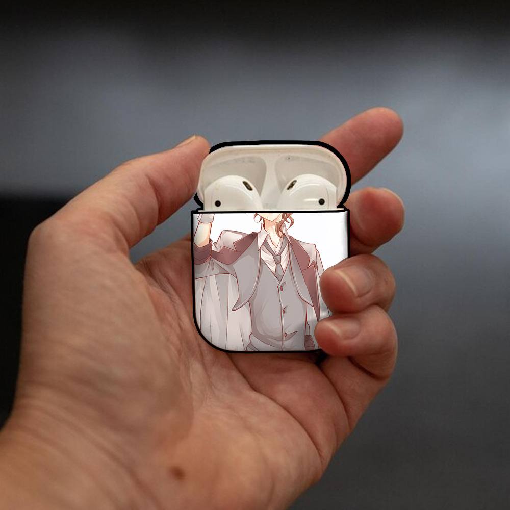 文豪ストレイドッグス Bungo Stray Dogs AirPods 第2世代保護ケース ハードシェル ブラック 耐衝撃・防指紋・カラビナ付き