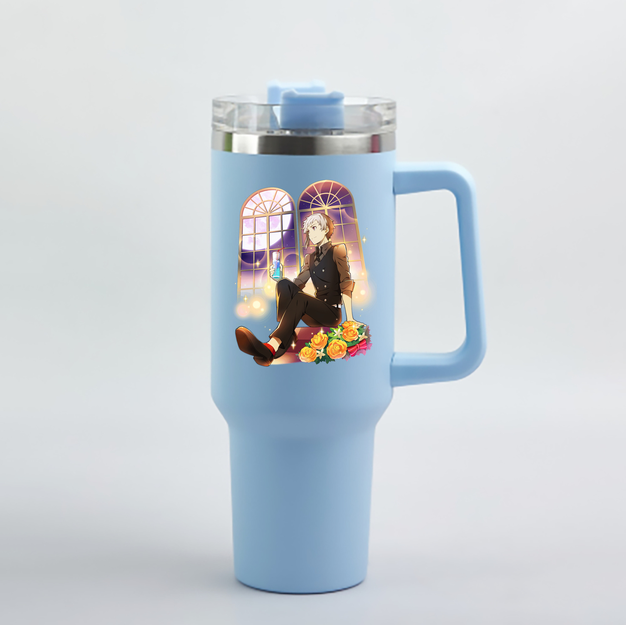 （画像用） 文豪ストレイドッグス Bungo Stray Dogs 1200mL車用タンブラー - クリスタルステッカー（プラスチックストロー付き）