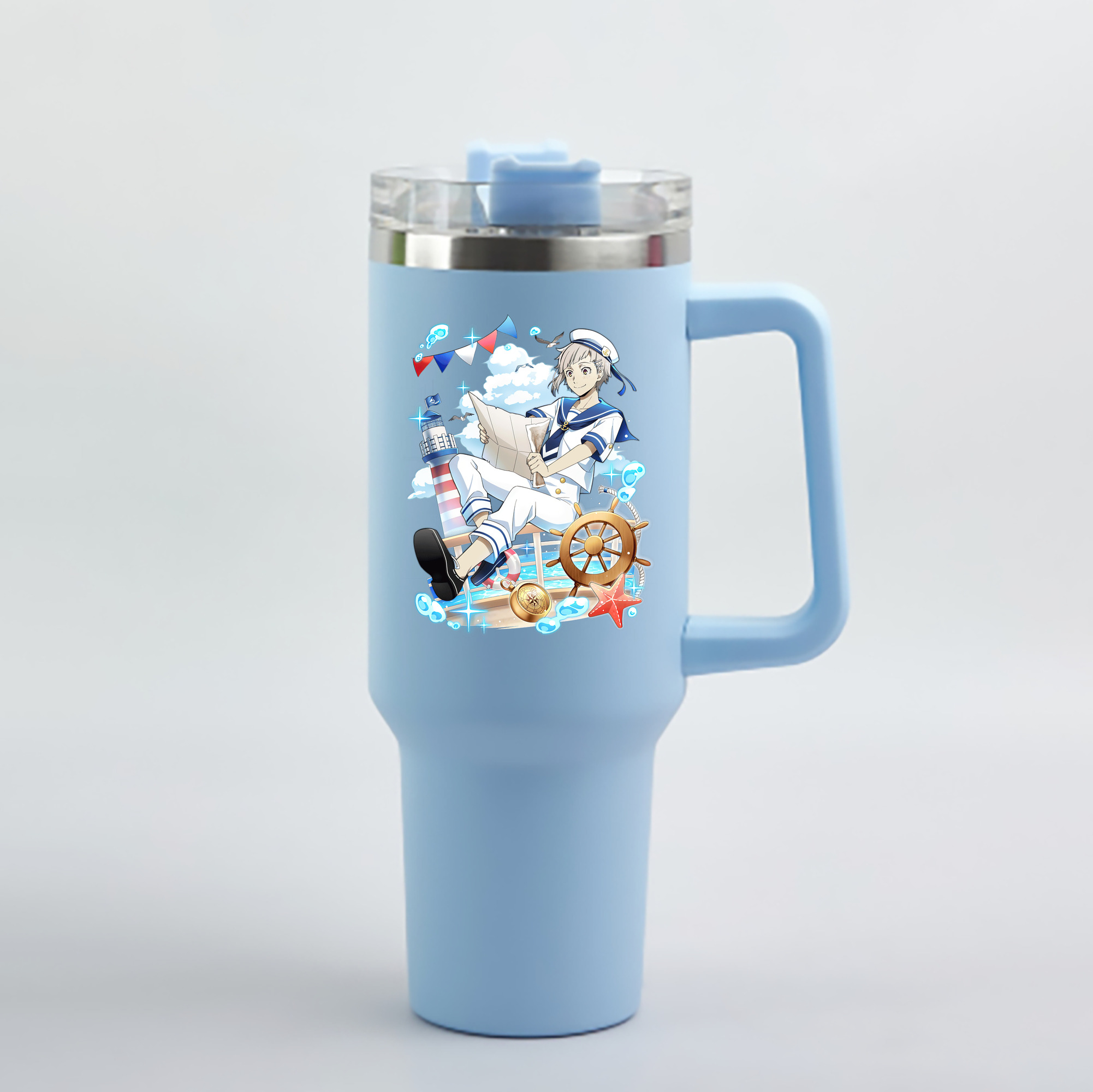 （画像用） 文豪ストレイドッグス Bungo Stray Dogs 1200mL車用タンブラー - クリスタルステッカー（プラスチックストロー付き）