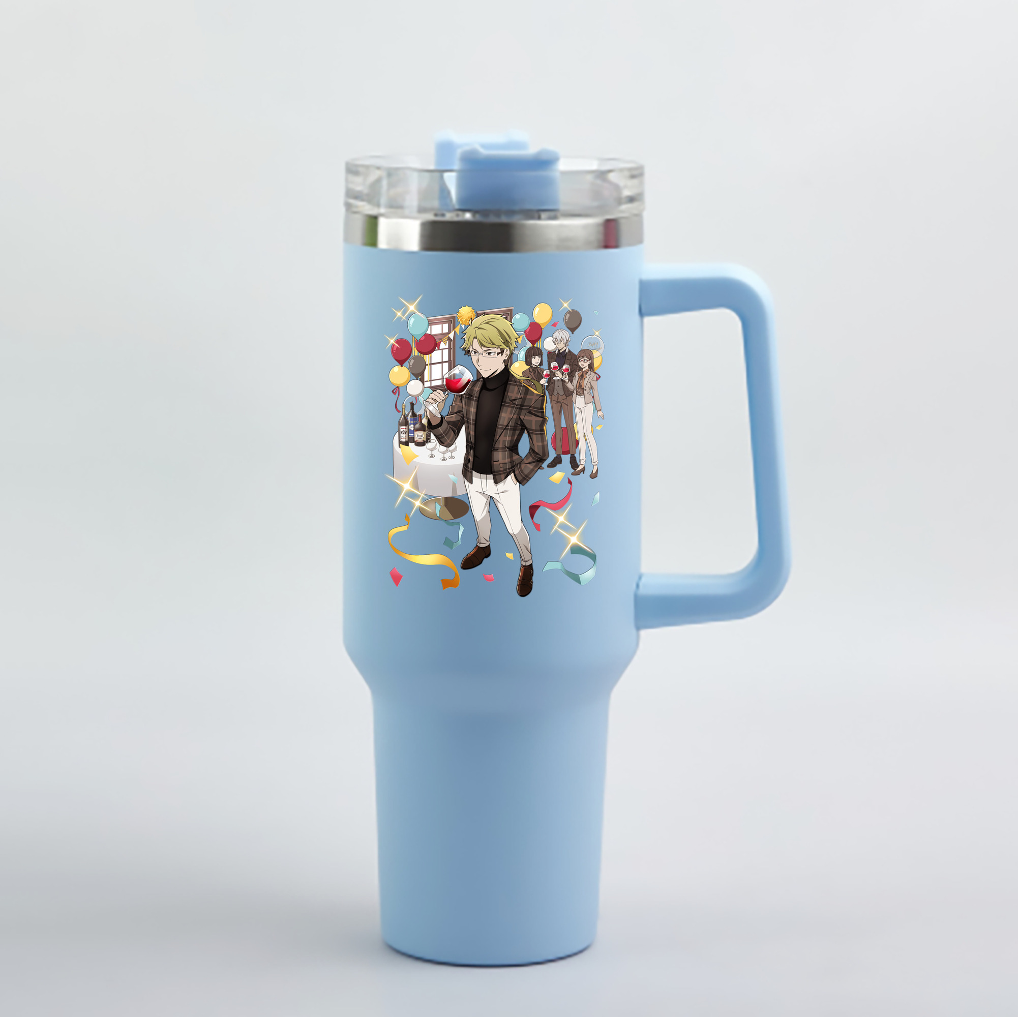（画像用） 文豪ストレイドッグス Bungo Stray Dogs 1200mL車用タンブラー - クリスタルステッカー（プラスチックストロー付き）