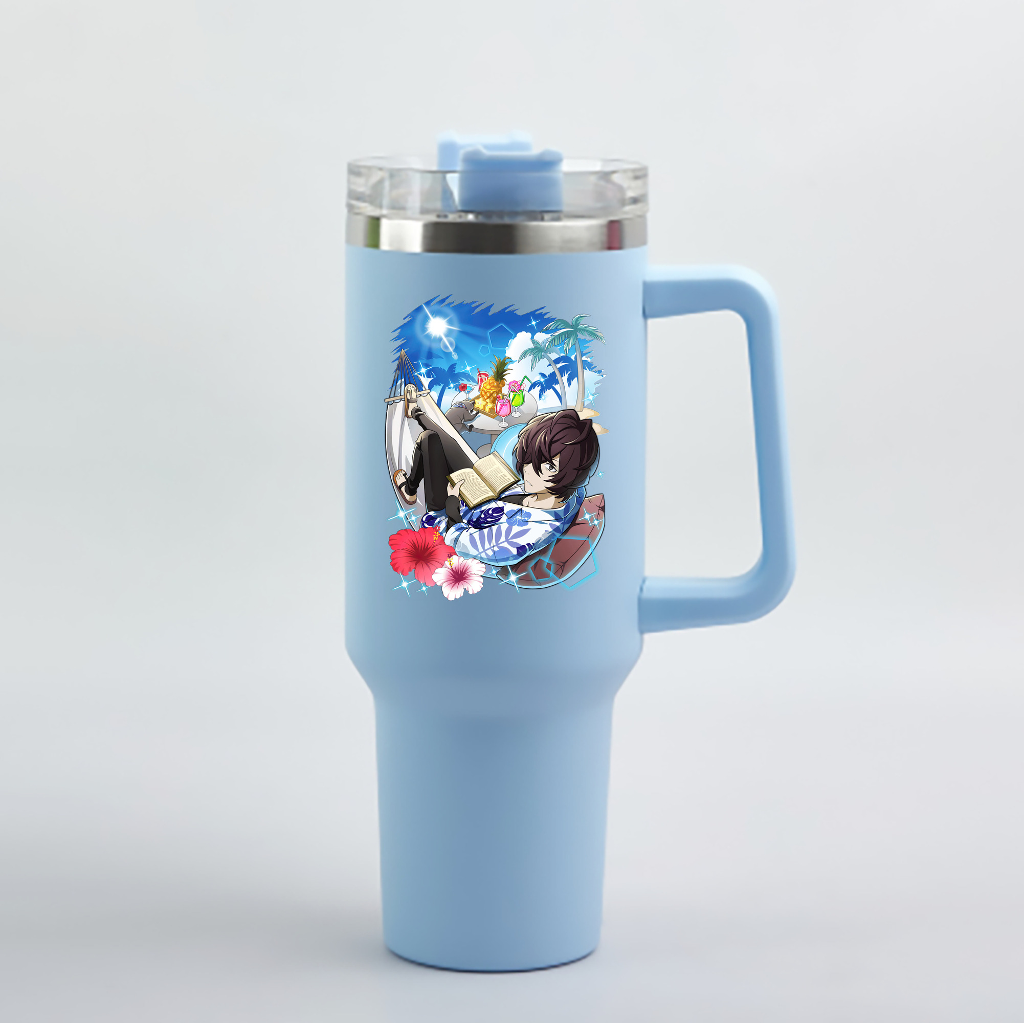 （画像用） 文豪ストレイドッグス Bungo Stray Dogs 1200mL車用タンブラー - クリスタルステッカー（プラスチックストロー付き）