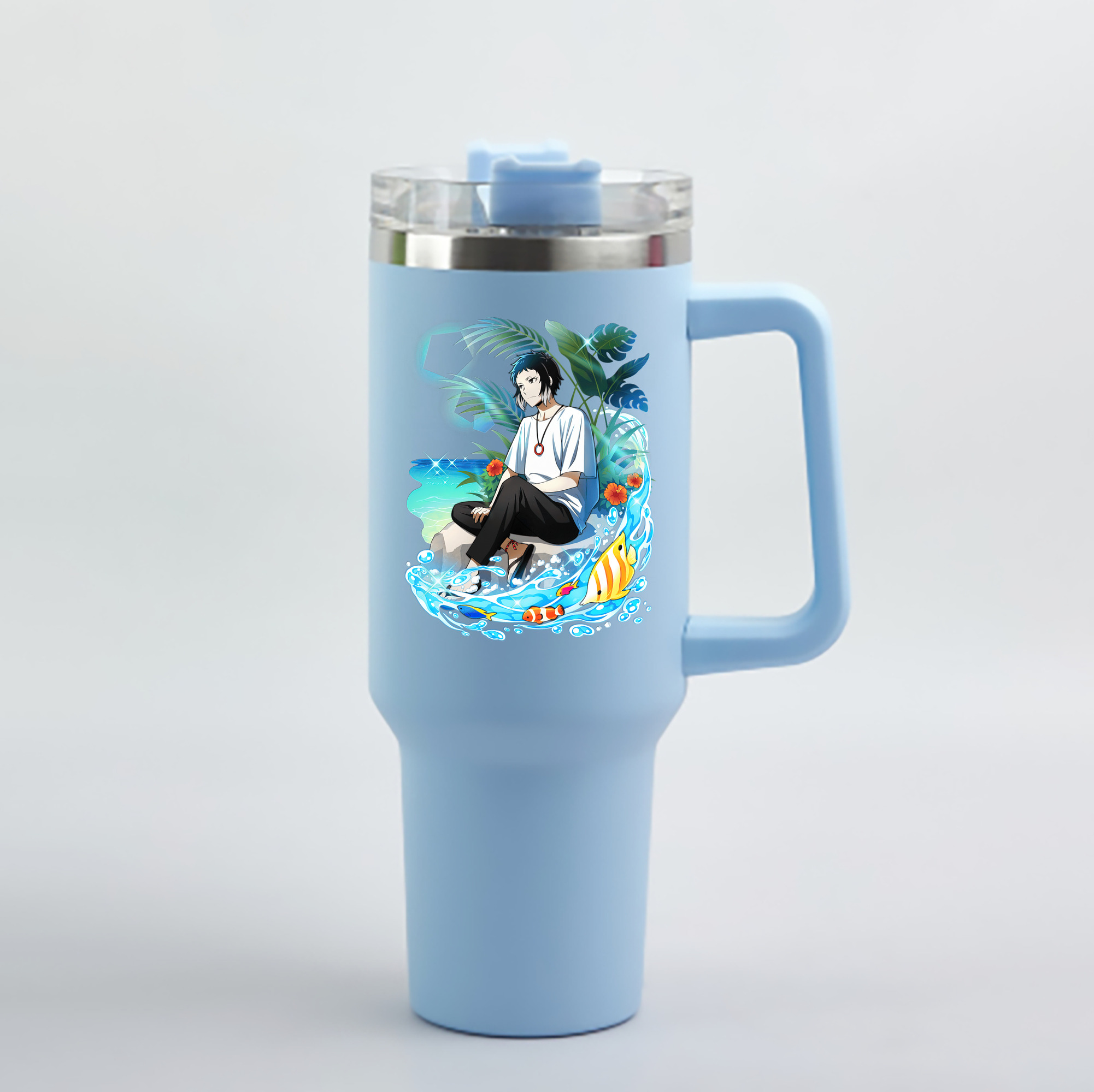 （画像用） 文豪ストレイドッグス Bungo Stray Dogs 1200mL車用タンブラー - クリスタルステッカー（プラスチックストロー付き）