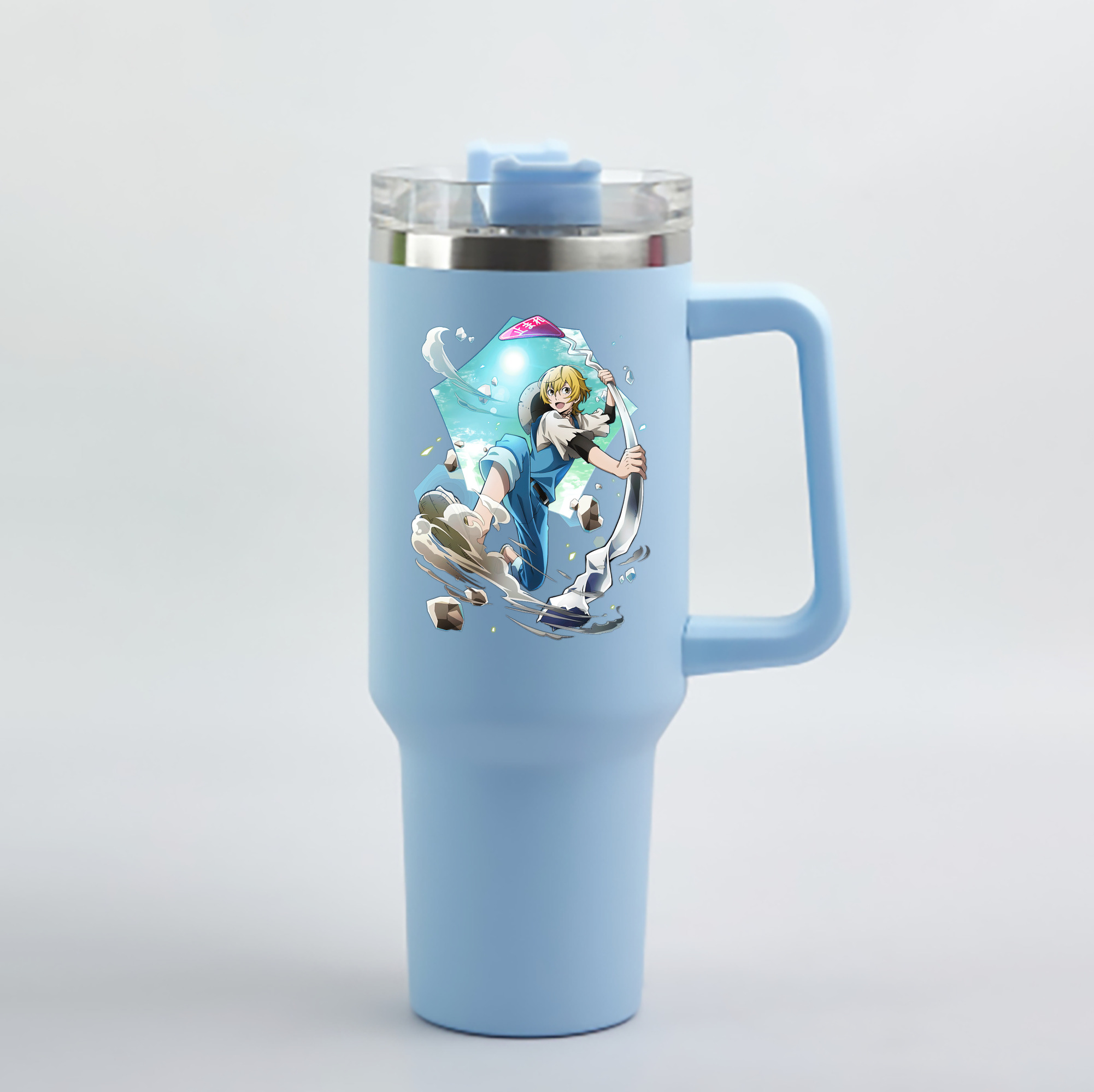 （画像用） 文豪ストレイドッグス Bungo Stray Dogs 1200mL車用タンブラー - クリスタルステッカー（プラスチックストロー付き）