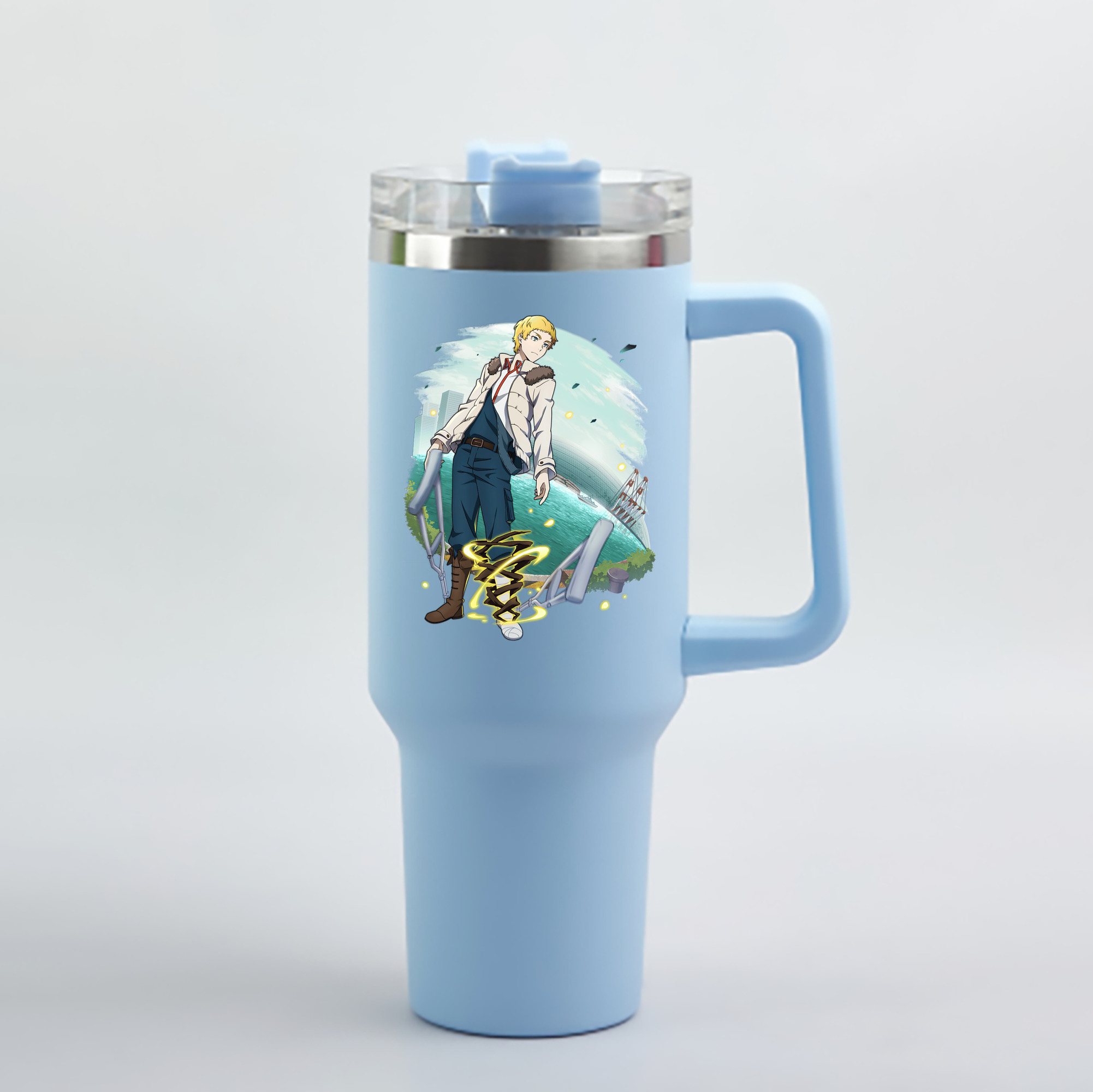 （画像用） 文豪ストレイドッグス Bungo Stray Dogs 1200mL車用タンブラー - クリスタルステッカー（プラスチックストロー付き）