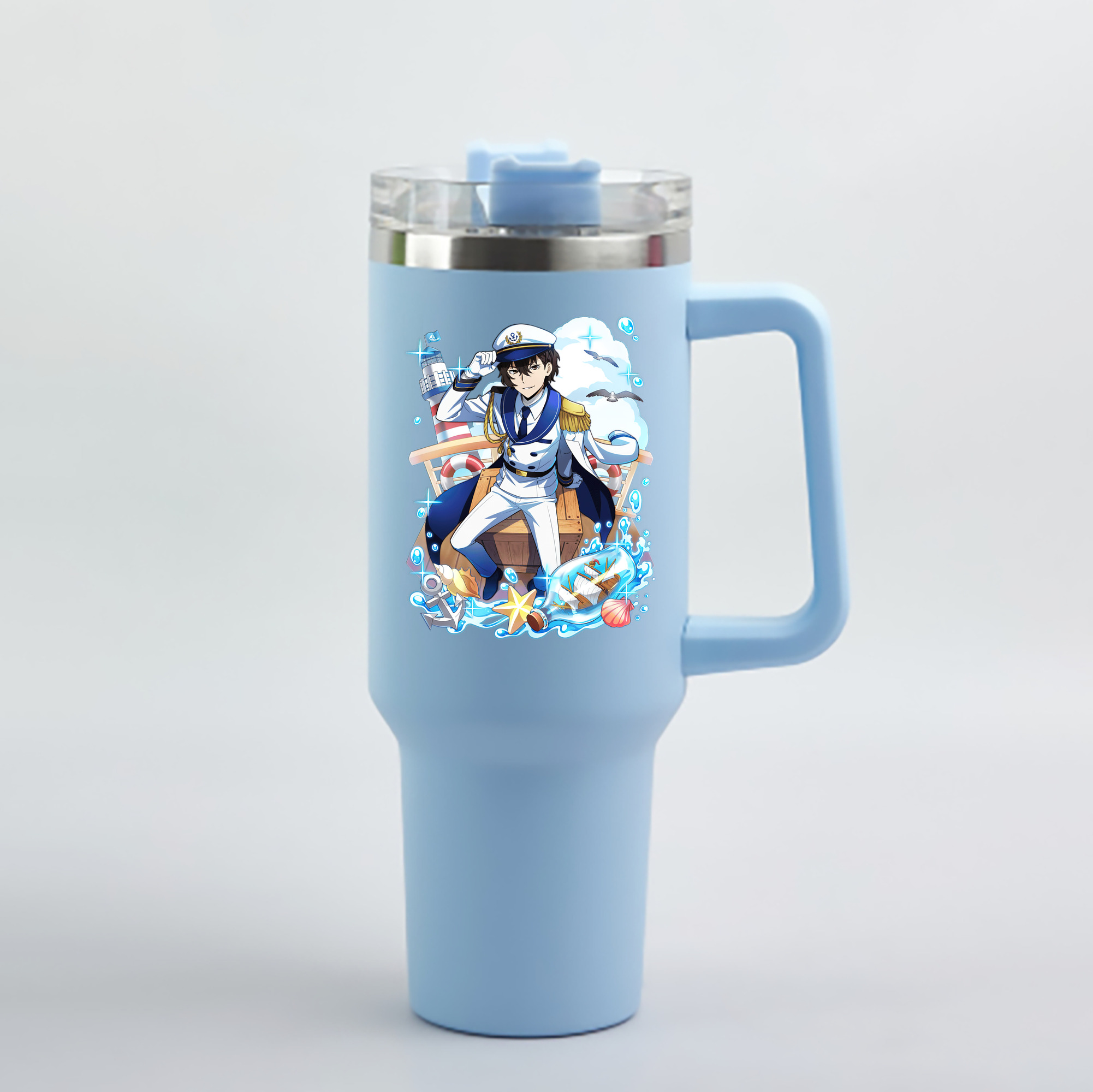 （画像用） 文豪ストレイドッグス Bungo Stray Dogs 1200mL車用タンブラー - クリスタルステッカー（プラスチックストロー付き）