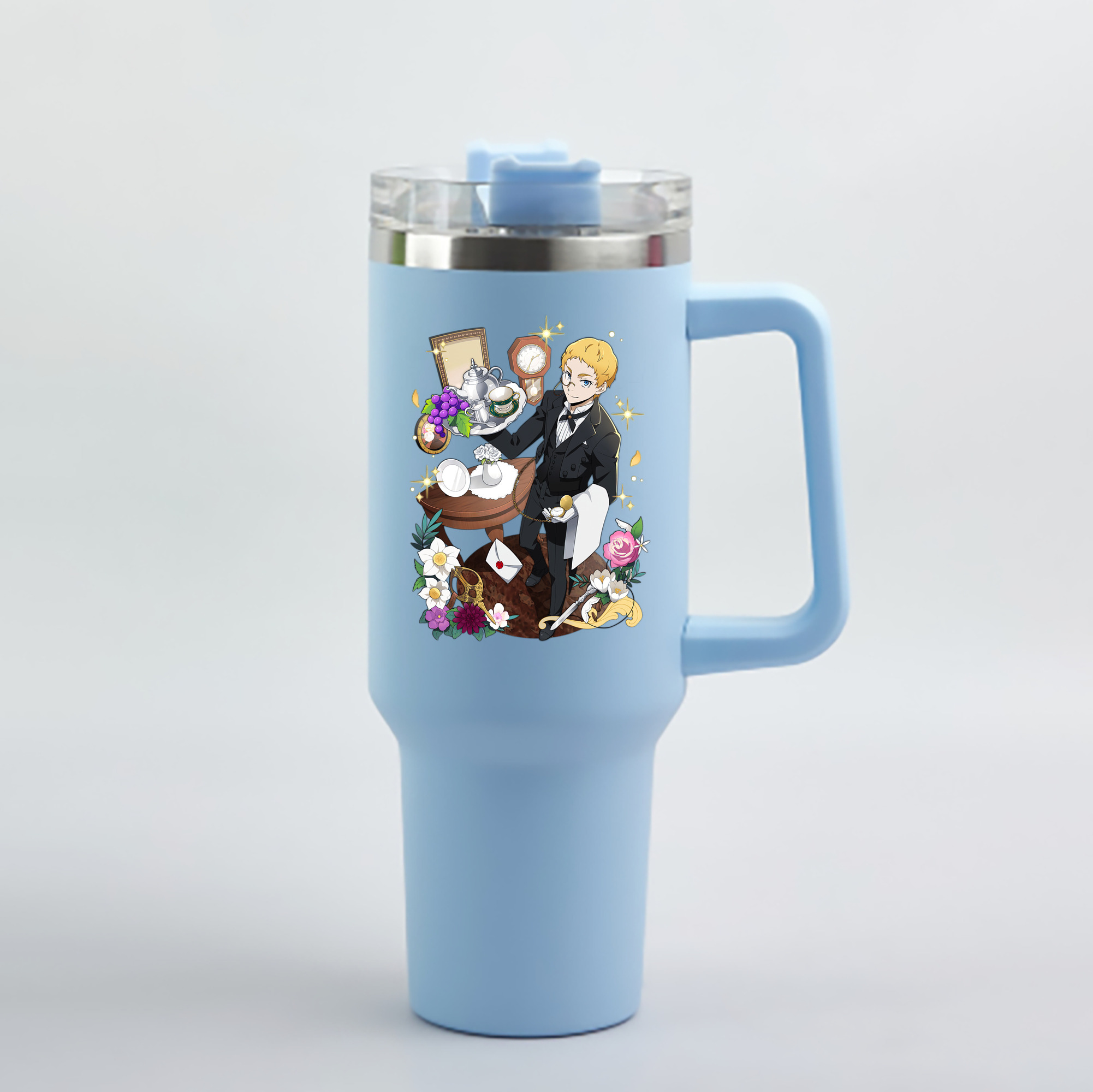 （画像用） 文豪ストレイドッグス Bungo Stray Dogs 1200mL車用タンブラー - クリスタルステッカー（プラスチックストロー付き）