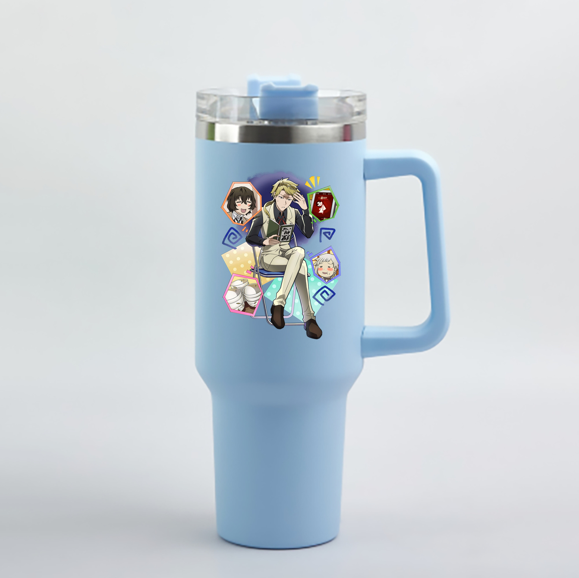 （画像用） 文豪ストレイドッグス Bungo Stray Dogs 1200mL車用タンブラー - クリスタルステッカー（プラスチックストロー付き）