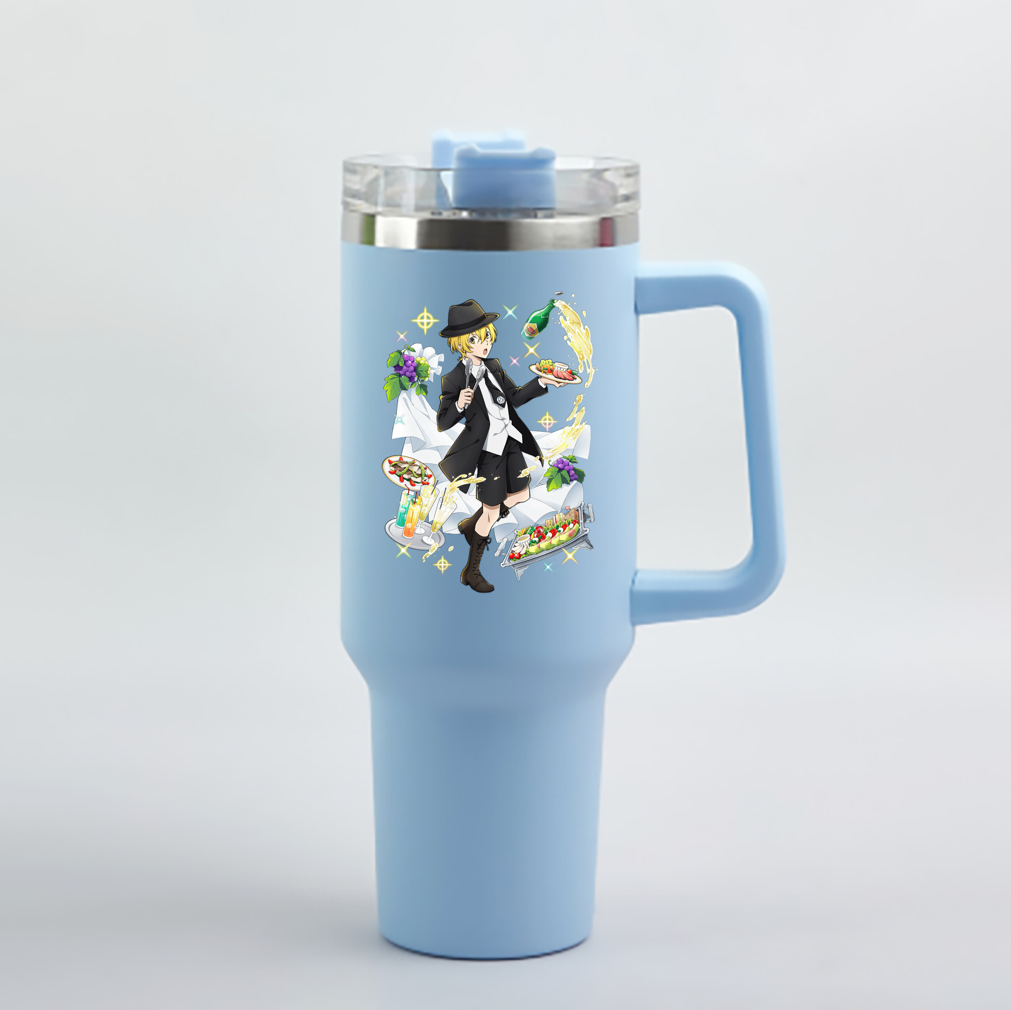（画像用） 文豪ストレイドッグス Bungo Stray Dogs 1200mL車用タンブラー - クリスタルステッカー（プラスチックストロー付き）
