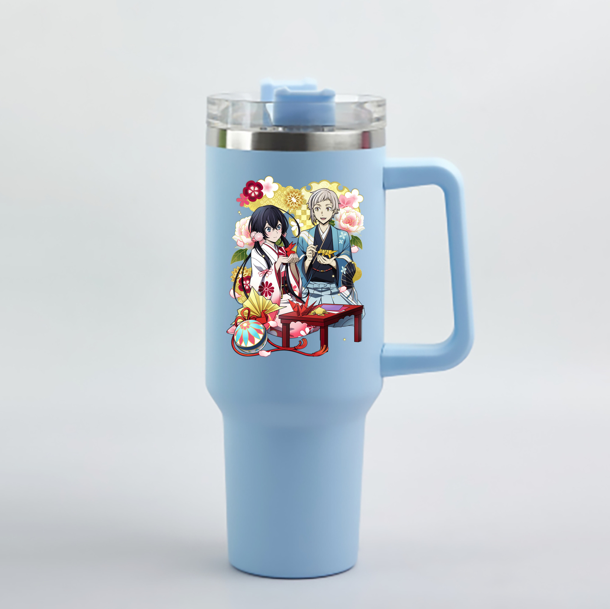文豪ストレイドッグス Bungo Stray Dogs 1200mL車用タンブラー - クリスタルステッカー（プラスチックストロー付き）