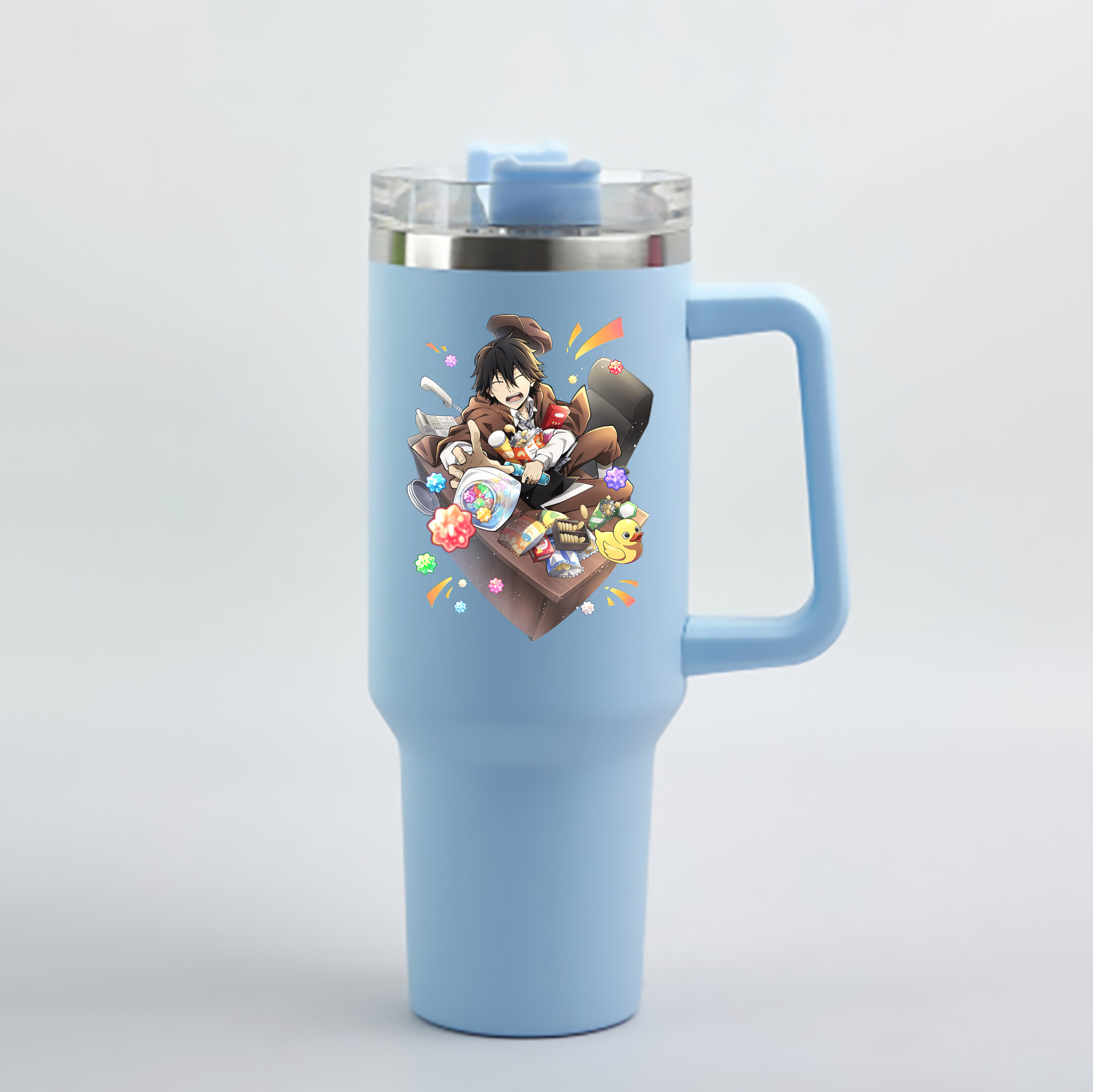 （画像用） 文豪ストレイドッグス Bungo Stray Dogs 1200mL車用タンブラー - クリスタルステッカー（プラスチックストロー付き）