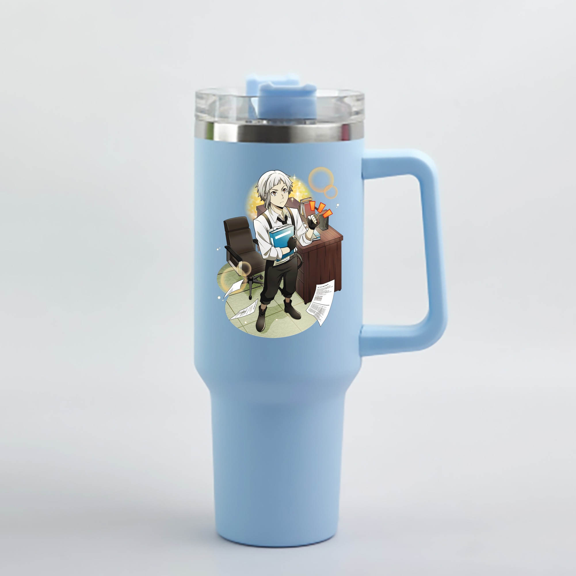 （画像用） 文豪ストレイドッグス Bungo Stray Dogs 1200mL車用タンブラー - クリスタルステッカー（プラスチックストロー付き）
