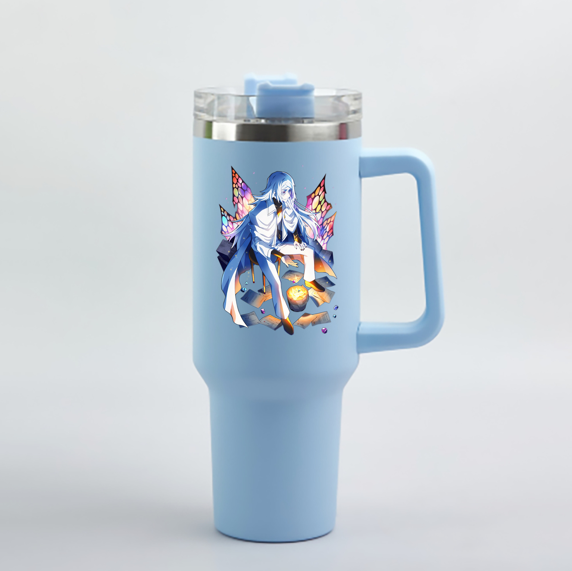 （画像用） 文豪ストレイドッグス Bungo Stray Dogs 1200mL車用タンブラー - クリスタルステッカー（プラスチックストロー付き）