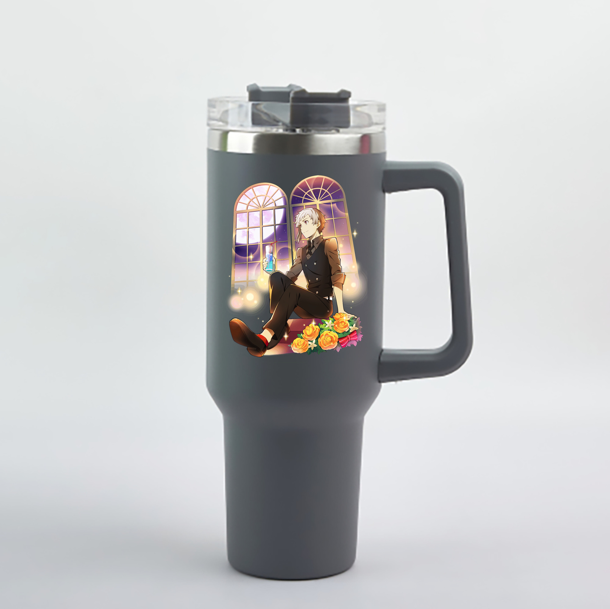 （画像用） 文豪ストレイドッグス Bungo Stray Dogs 1200mL車用タンブラー - クリスタルステッカー（プラスチックストロー付き）