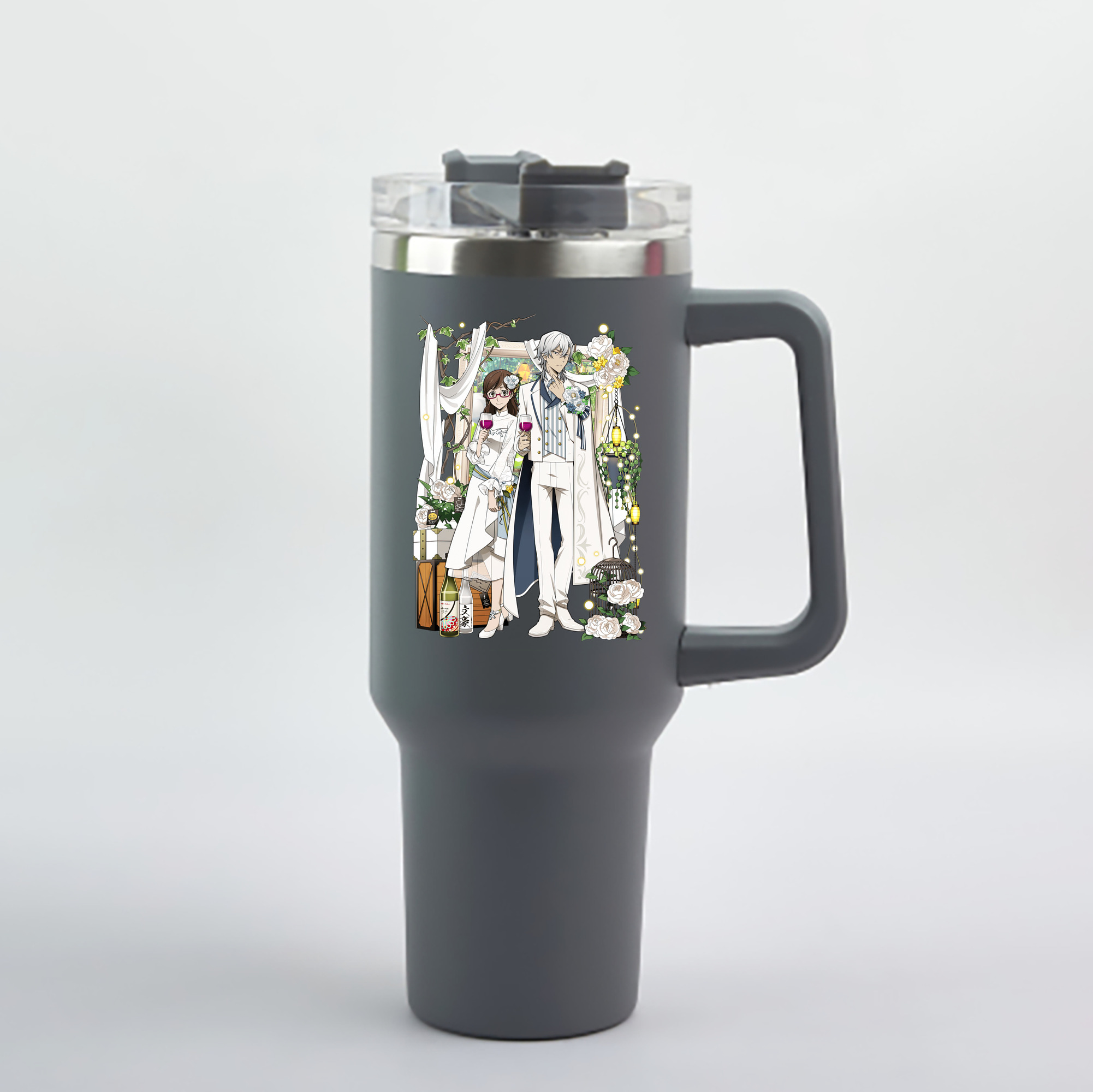 （画像用） 文豪ストレイドッグス Bungo Stray Dogs 1200mL車用タンブラー - クリスタルステッカー（プラスチックストロー付き）