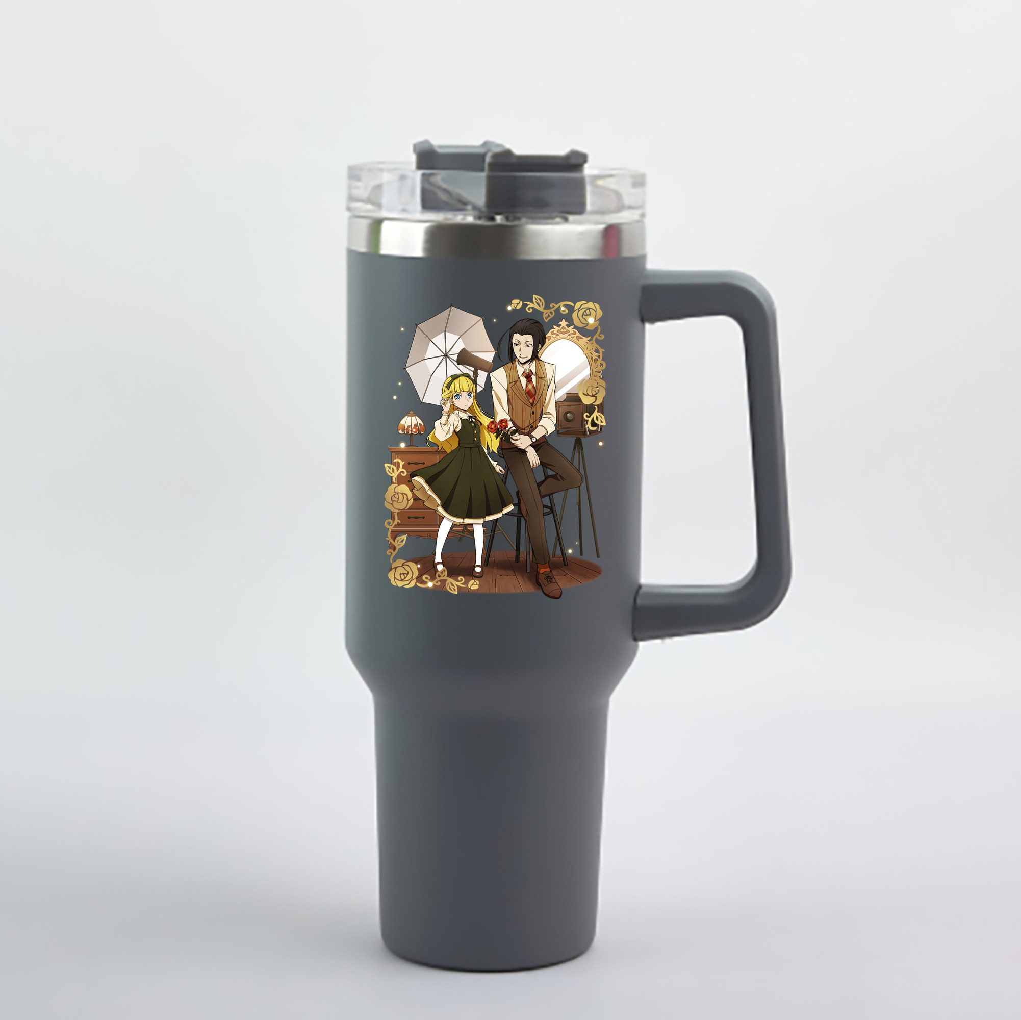 （画像用） 文豪ストレイドッグス Bungo Stray Dogs 1200mL車用タンブラー - クリスタルステッカー（プラスチックストロー付き）