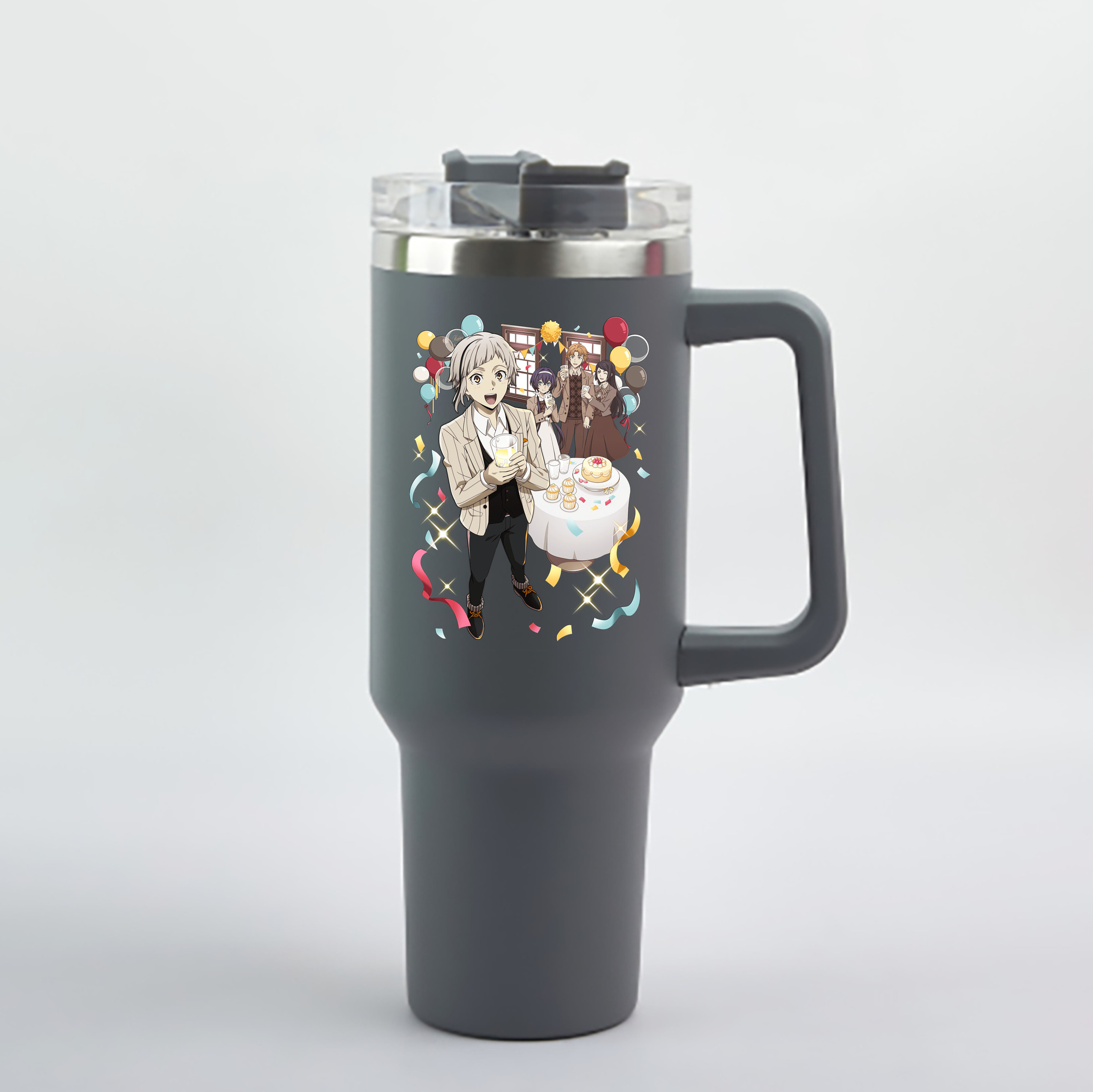 （画像用） 文豪ストレイドッグス Bungo Stray Dogs 1200mL車用タンブラー - クリスタルステッカー（プラスチックストロー付き）