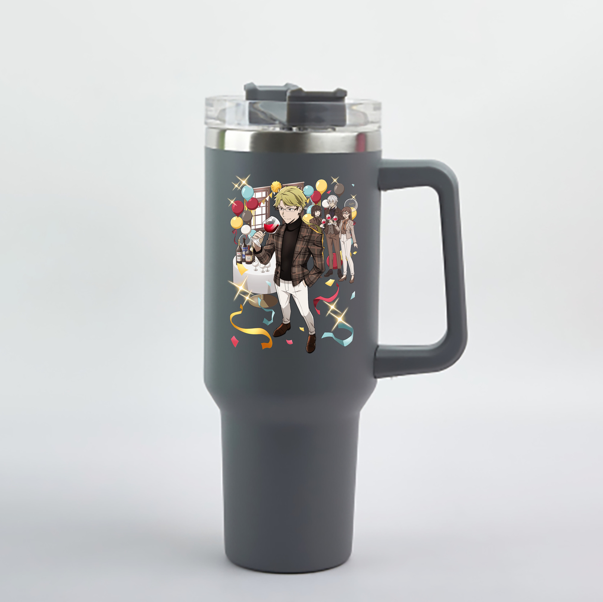 （画像用） 文豪ストレイドッグス Bungo Stray Dogs 1200mL車用タンブラー - クリスタルステッカー（プラスチックストロー付き）