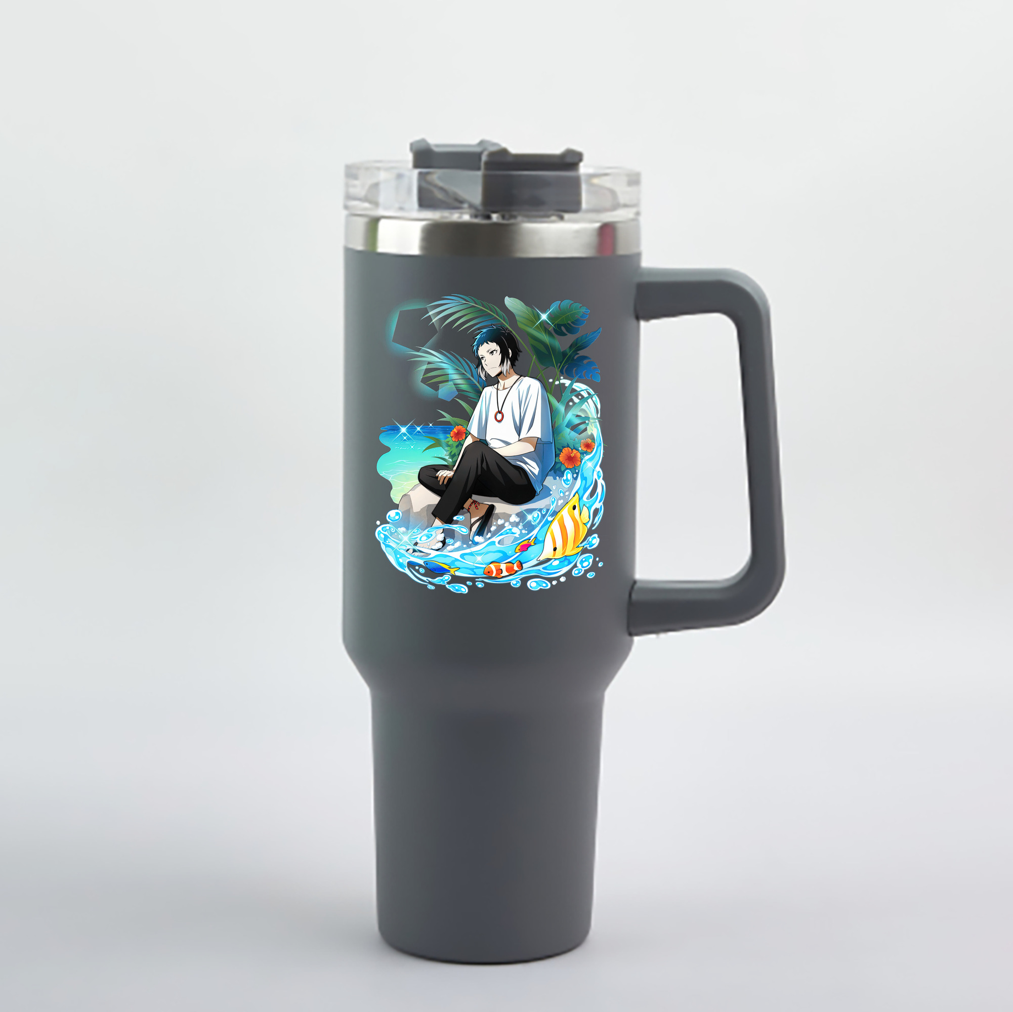 （画像用） 文豪ストレイドッグス Bungo Stray Dogs 1200mL車用タンブラー - クリスタルステッカー（プラスチックストロー付き）