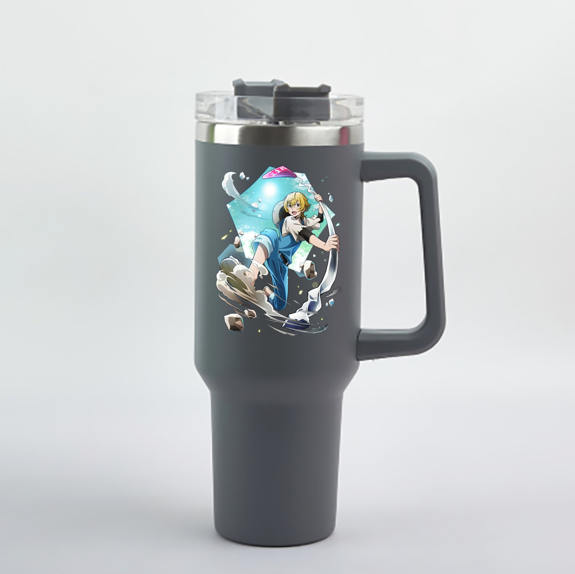 （画像用） 文豪ストレイドッグス Bungo Stray Dogs 1200mL車用タンブラー - クリスタルステッカー（プラスチックストロー付き）