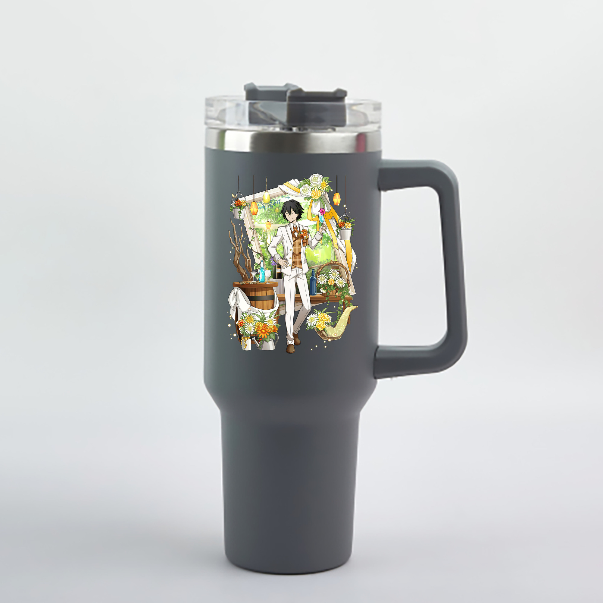 （画像用） 文豪ストレイドッグス Bungo Stray Dogs 1200mL車用タンブラー - クリスタルステッカー（プラスチックストロー付き）
