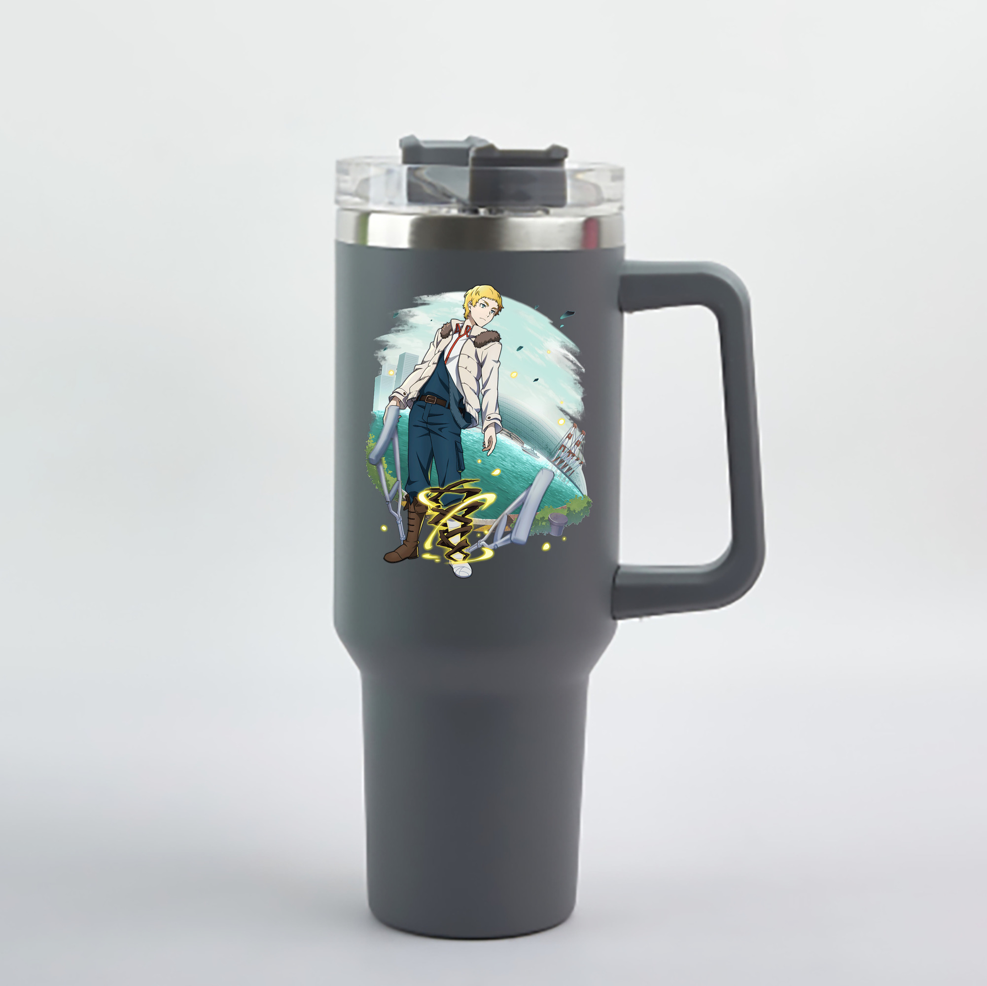 （画像用） 文豪ストレイドッグス Bungo Stray Dogs 1200mL車用タンブラー - クリスタルステッカー（プラスチックストロー付き）