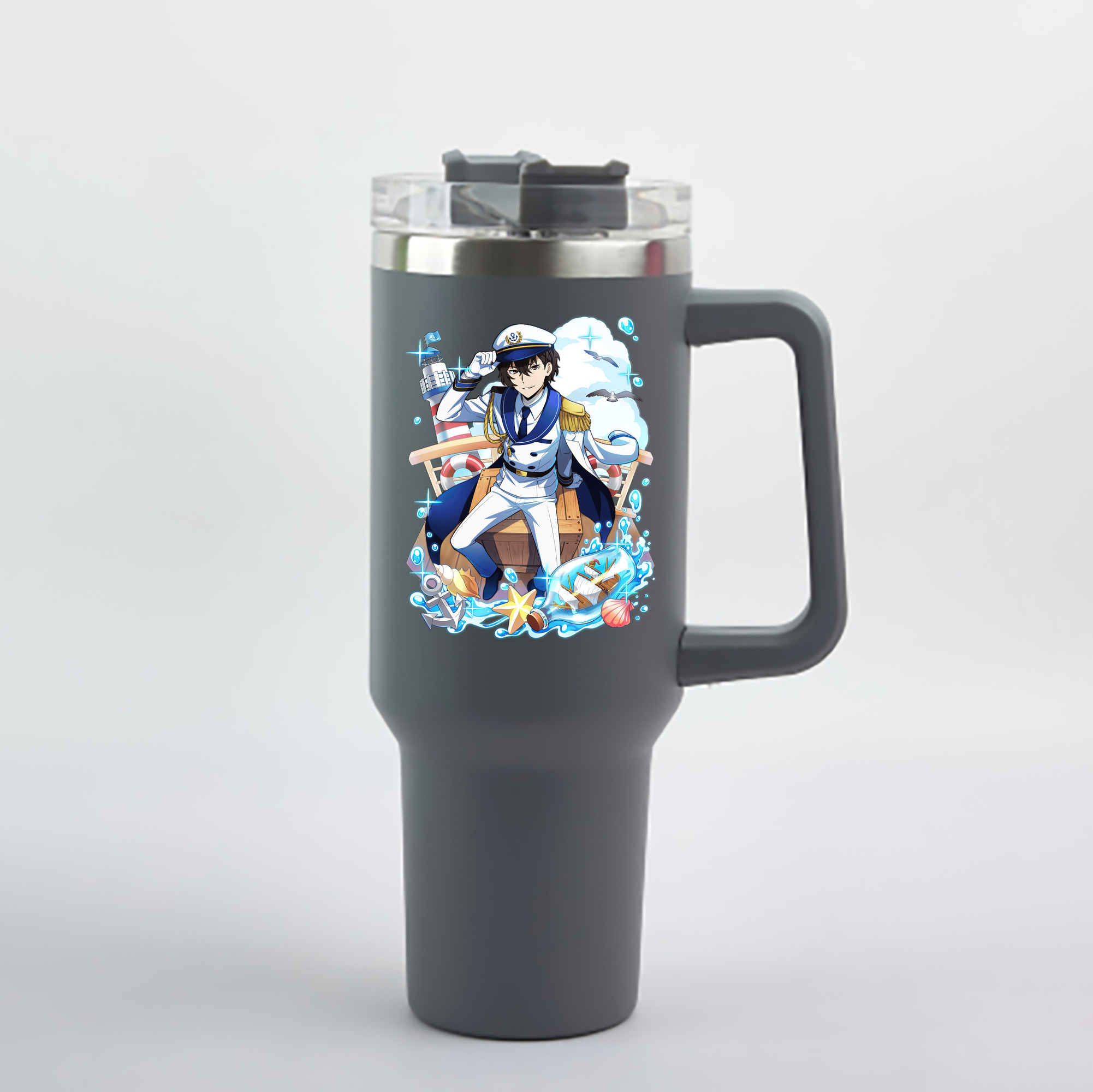 （画像用） 文豪ストレイドッグス Bungo Stray Dogs 1200mL車用タンブラー - クリスタルステッカー（プラスチックストロー付き）