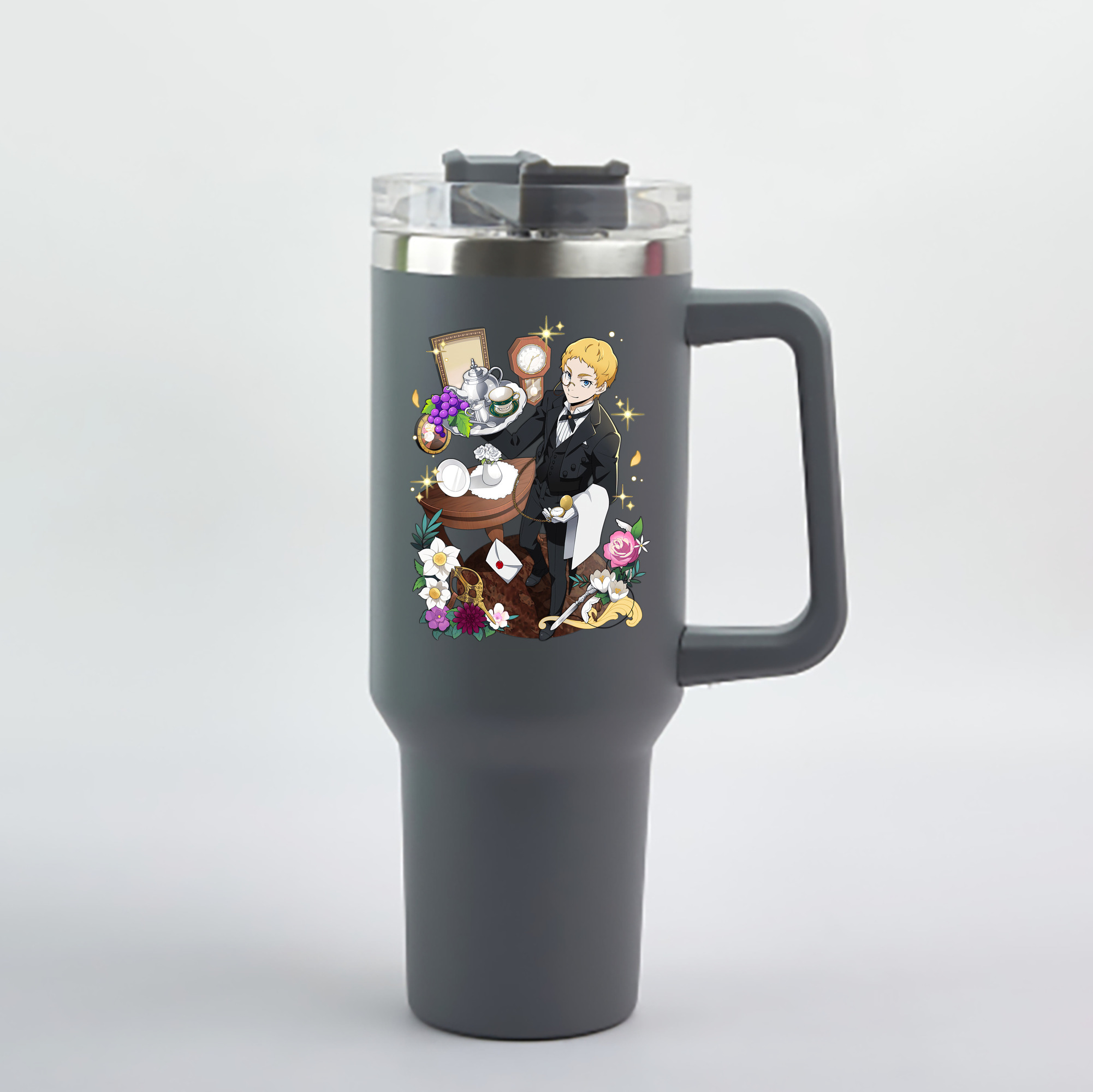 （画像用） 文豪ストレイドッグス Bungo Stray Dogs 1200mL車用タンブラー - クリスタルステッカー（プラスチックストロー付き）