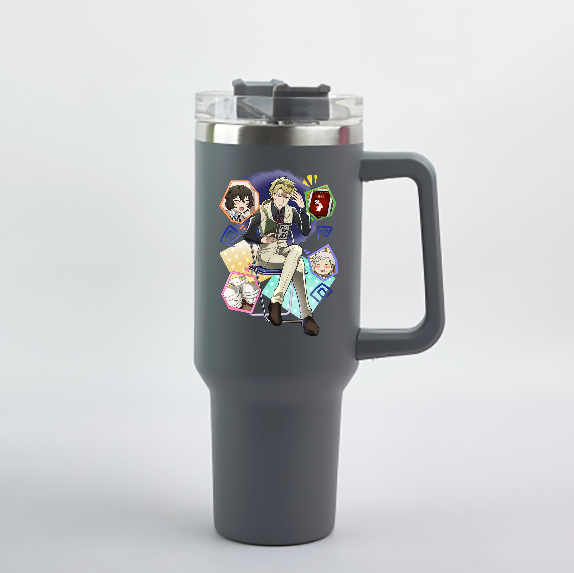 （画像用） 文豪ストレイドッグス Bungo Stray Dogs 1200mL車用タンブラー - クリスタルステッカー（プラスチックストロー付き）