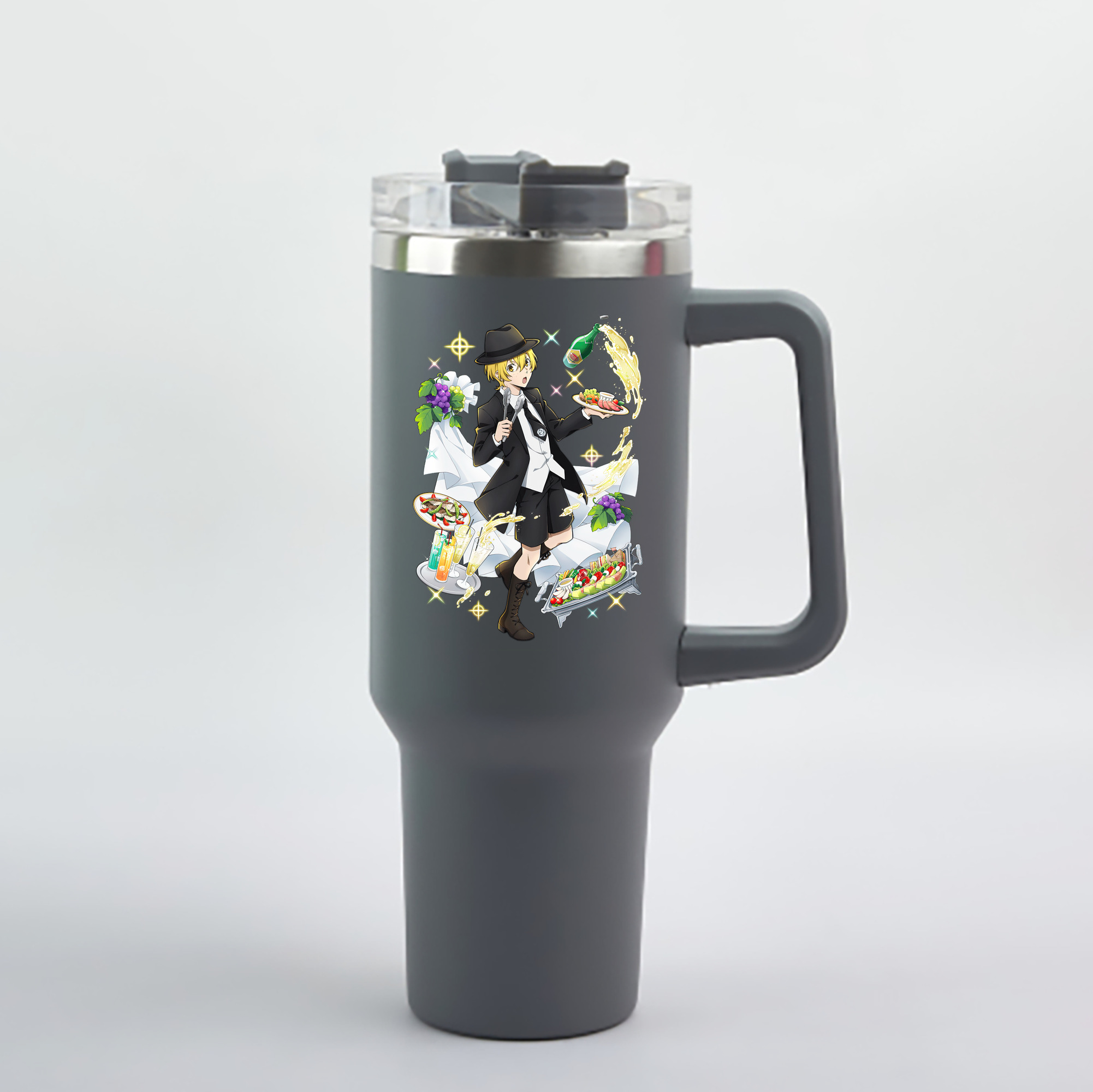 （画像用） 文豪ストレイドッグス Bungo Stray Dogs 1200mL車用タンブラー - クリスタルステッカー（プラスチックストロー付き）