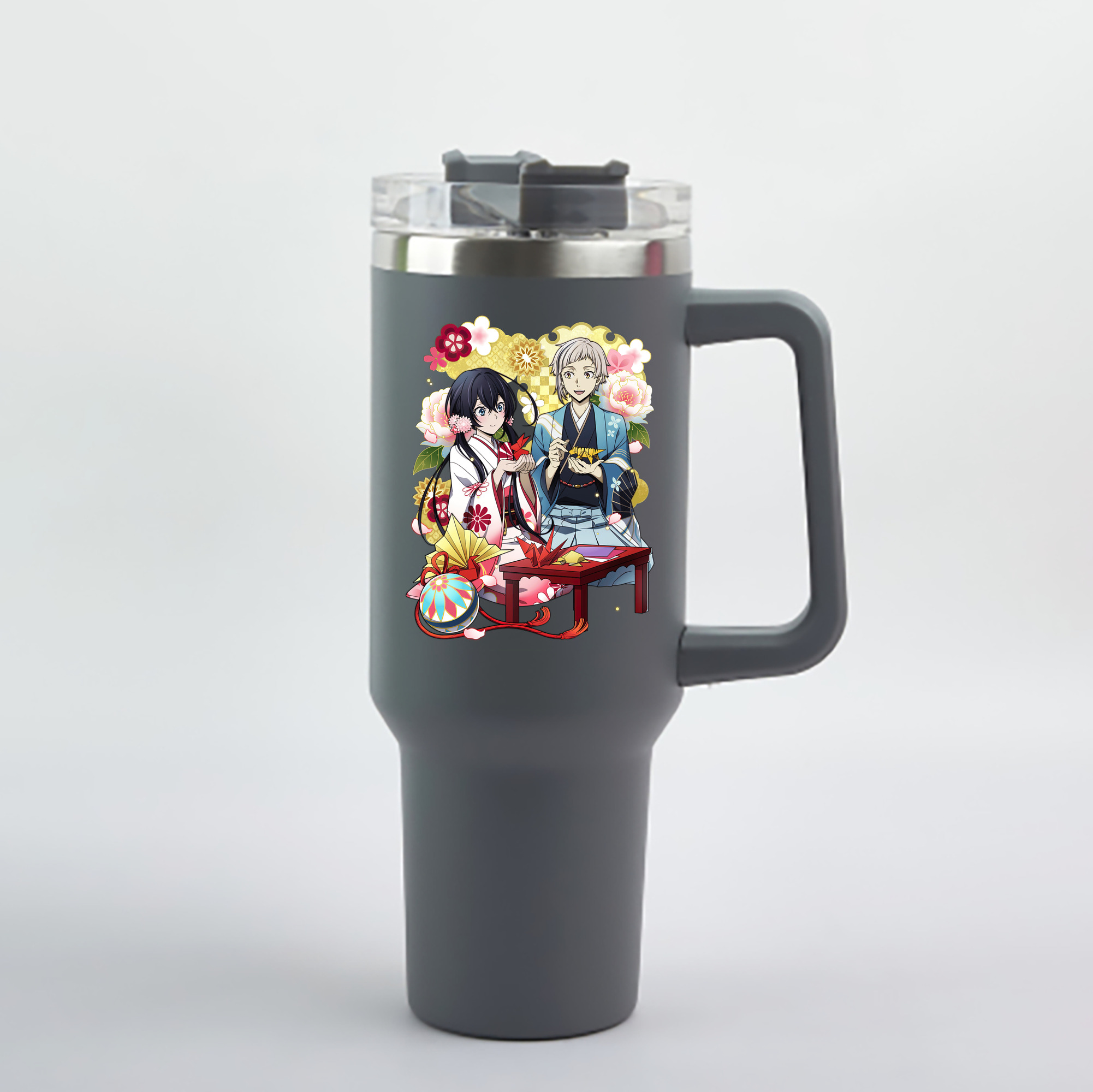 文豪ストレイドッグス Bungo Stray Dogs 1200mL車用タンブラー - クリスタルステッカー（プラスチックストロー付き）