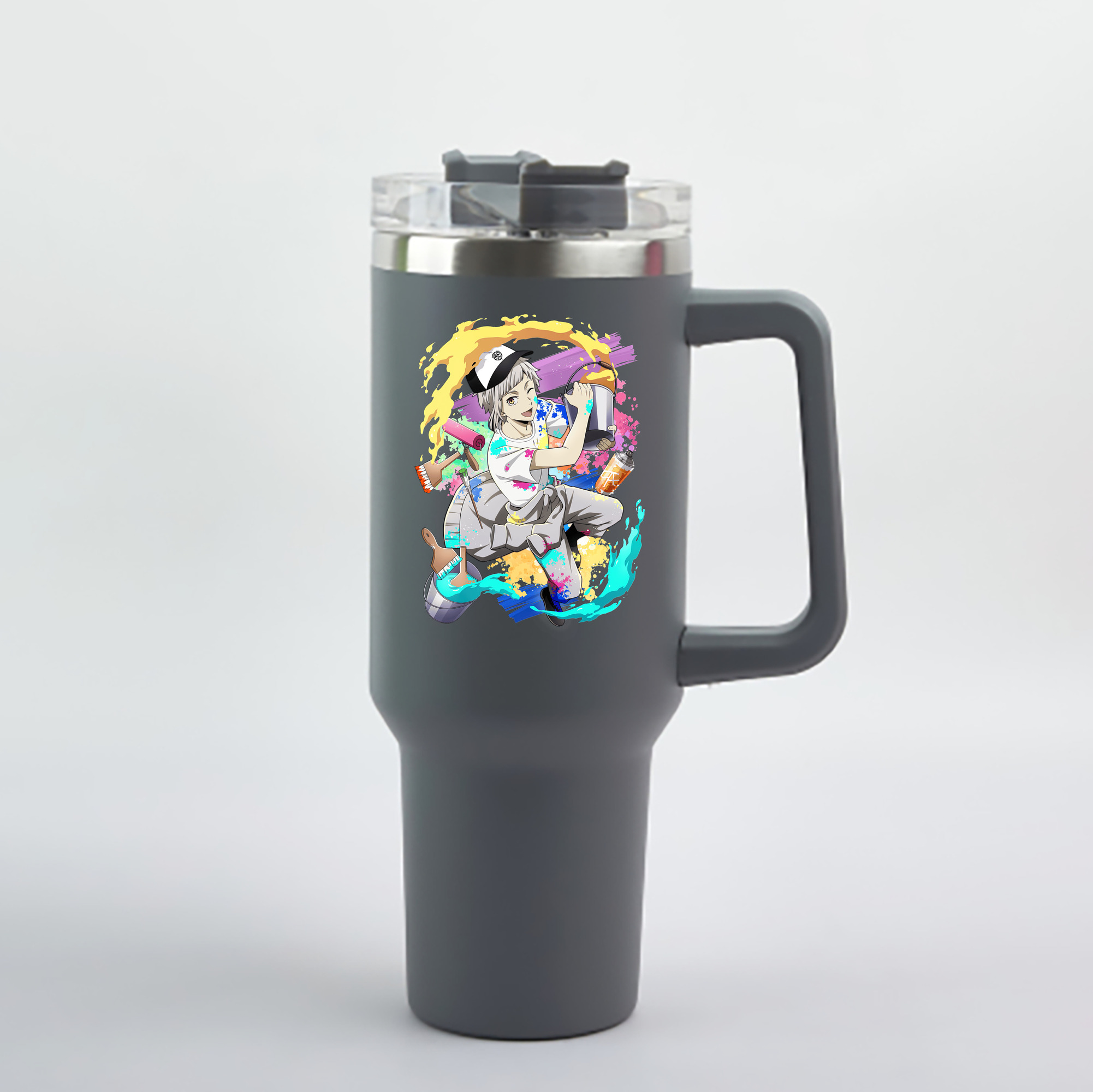 （画像用） 文豪ストレイドッグス Bungo Stray Dogs 1200mL車用タンブラー - クリスタルステッカー（プラスチックストロー付き）
