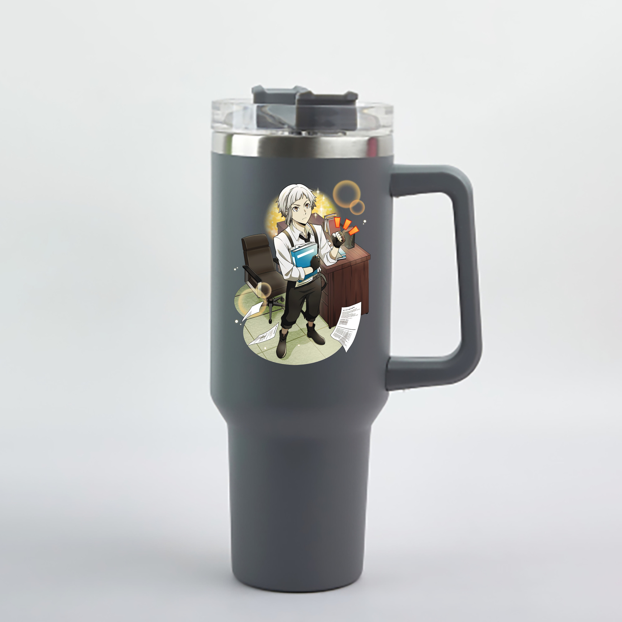 （画像用） 文豪ストレイドッグス Bungo Stray Dogs 1200mL車用タンブラー - クリスタルステッカー（プラスチックストロー付き）
