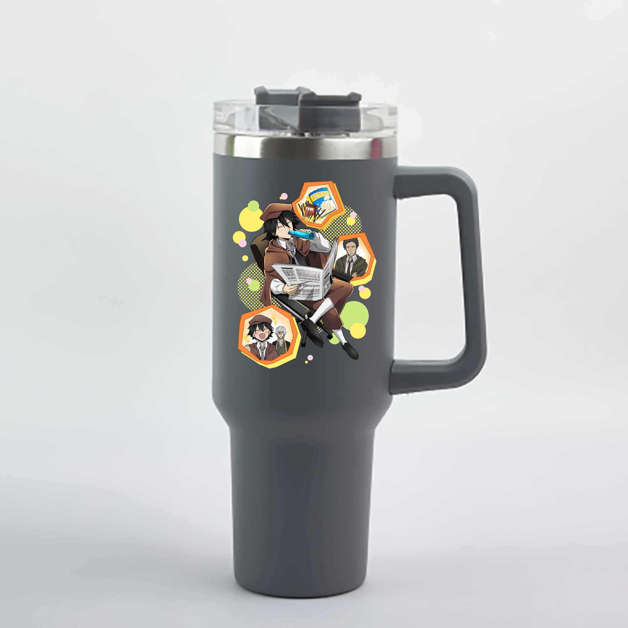 （画像用） 文豪ストレイドッグス Bungo Stray Dogs 1200mL車用タンブラー - クリスタルステッカー（プラスチックストロー付き）