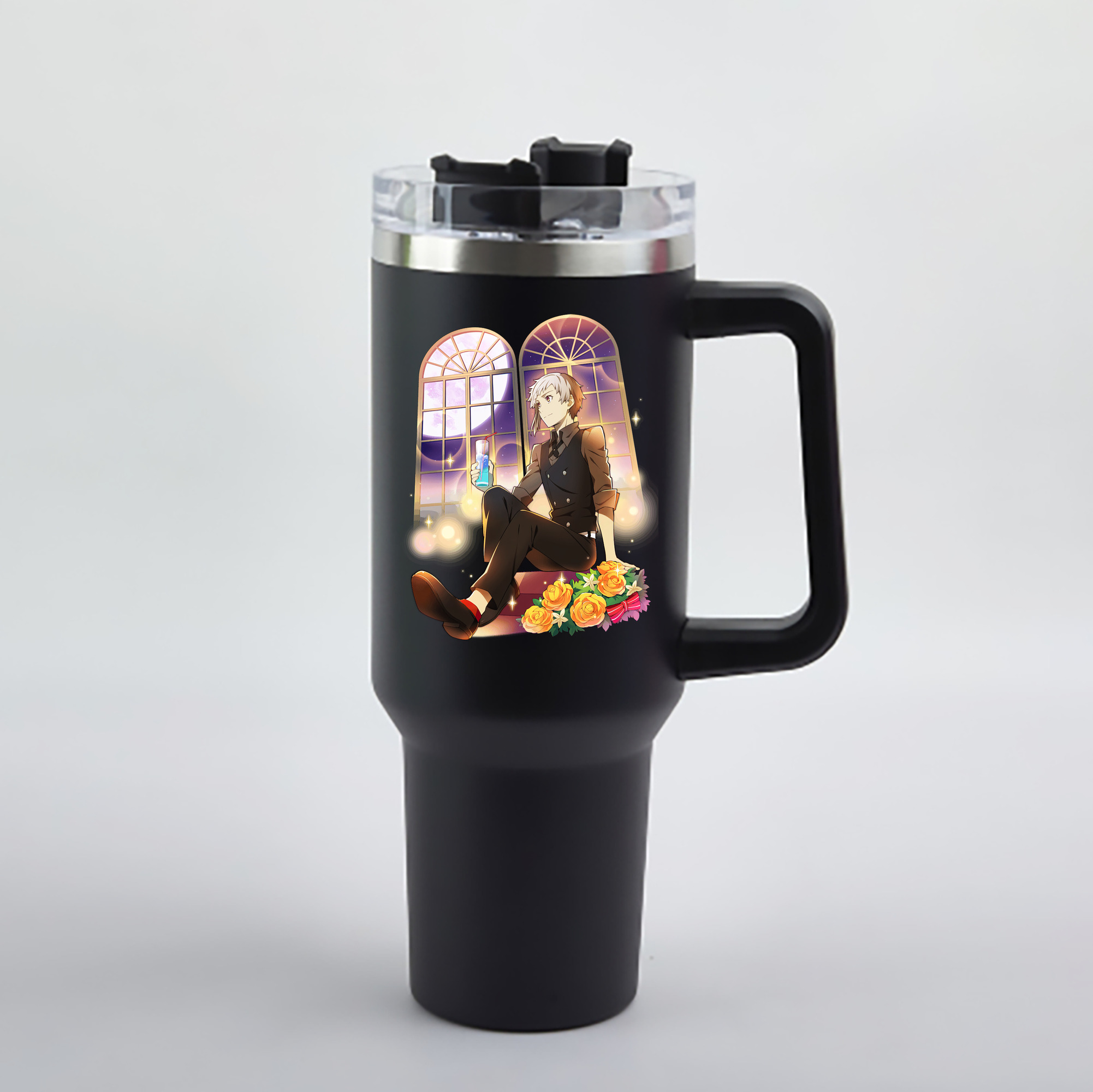 （画像用） 文豪ストレイドッグス Bungo Stray Dogs 1200mL車用タンブラー - クリスタルステッカー（プラスチックストロー付き）