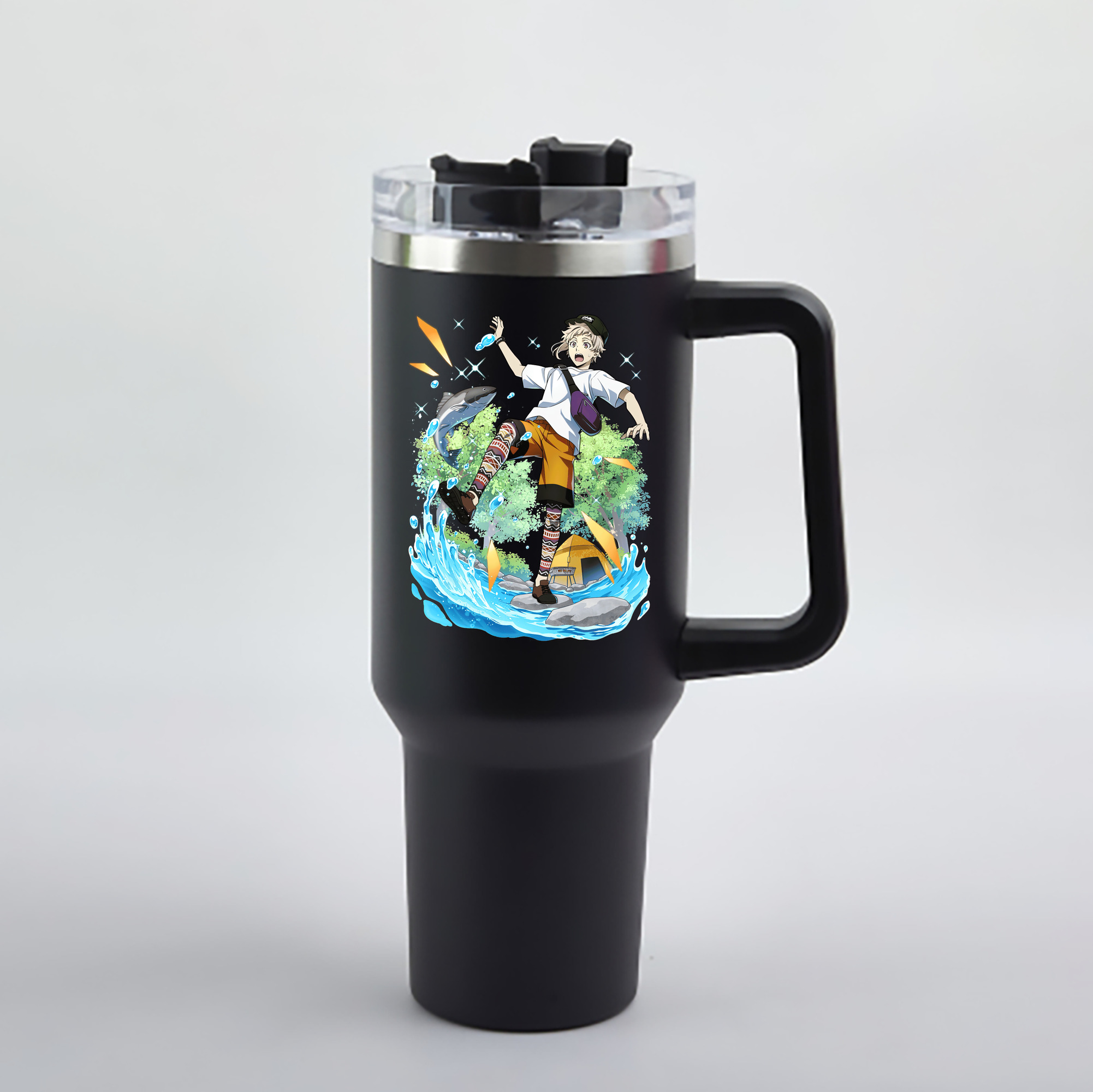 （画像用） 文豪ストレイドッグス Bungo Stray Dogs 1200mL車用タンブラー - クリスタルステッカー（プラスチックストロー付き）