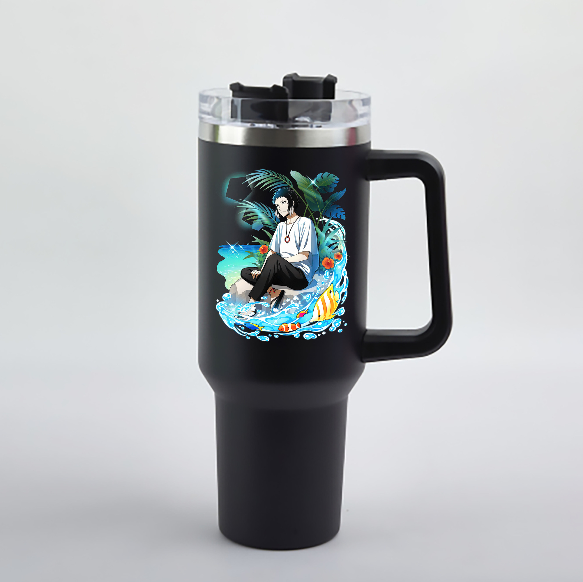 （画像用） 文豪ストレイドッグス Bungo Stray Dogs 1200mL車用タンブラー - クリスタルステッカー（プラスチックストロー付き）