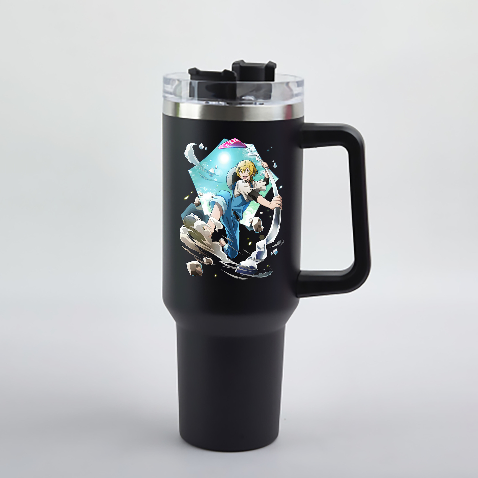 （画像用） 文豪ストレイドッグス Bungo Stray Dogs 1200mL車用タンブラー - クリスタルステッカー（プラスチックストロー付き）