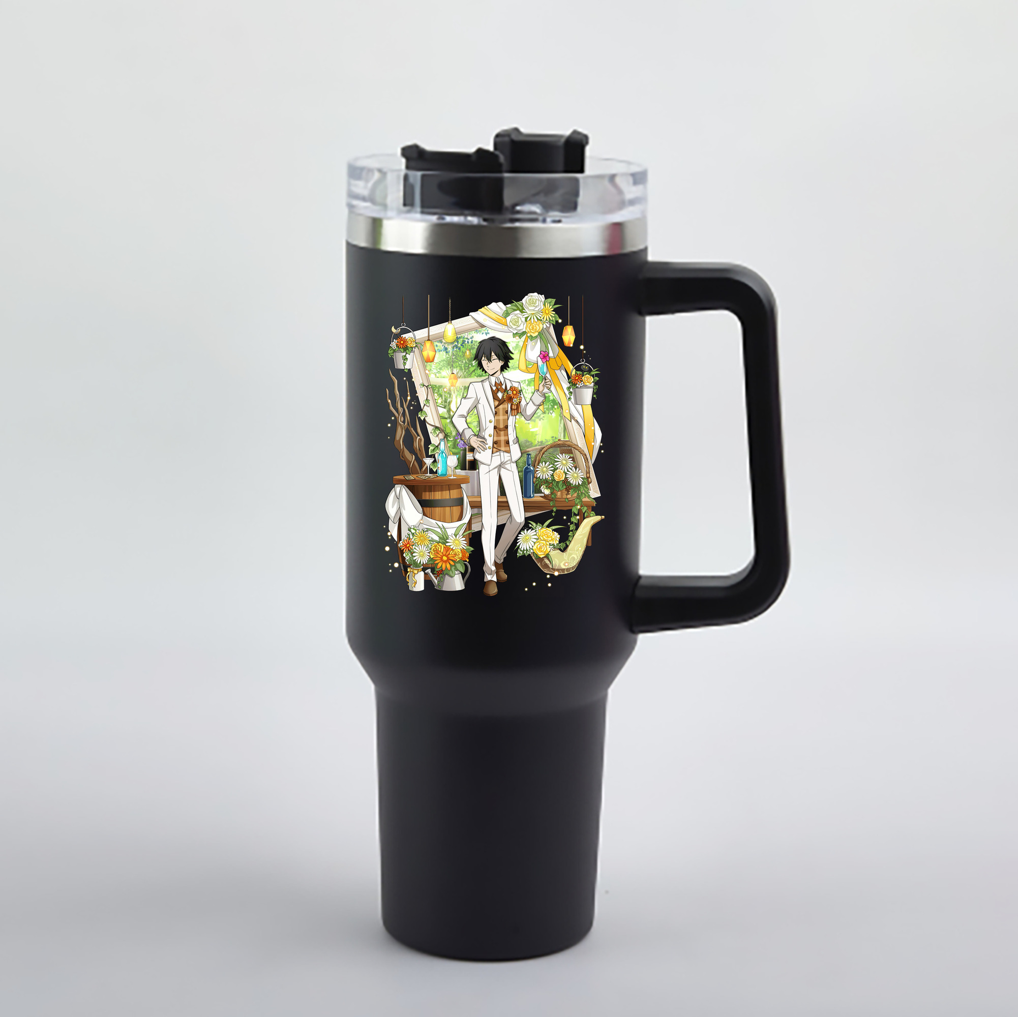 （画像用） 文豪ストレイドッグス Bungo Stray Dogs 1200mL車用タンブラー - クリスタルステッカー（プラスチックストロー付き）