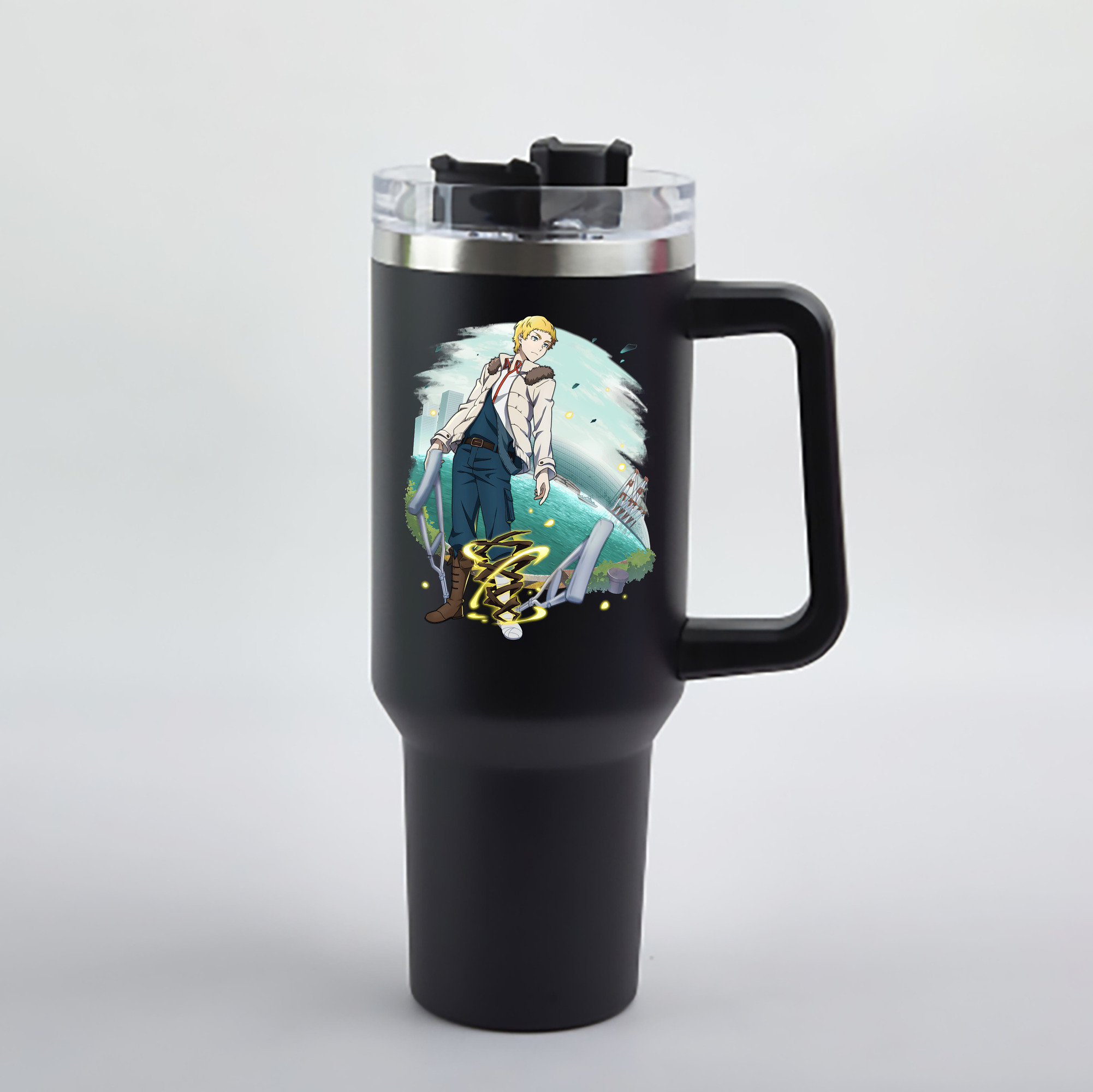 （画像用） 文豪ストレイドッグス Bungo Stray Dogs 1200mL車用タンブラー - クリスタルステッカー（プラスチックストロー付き）