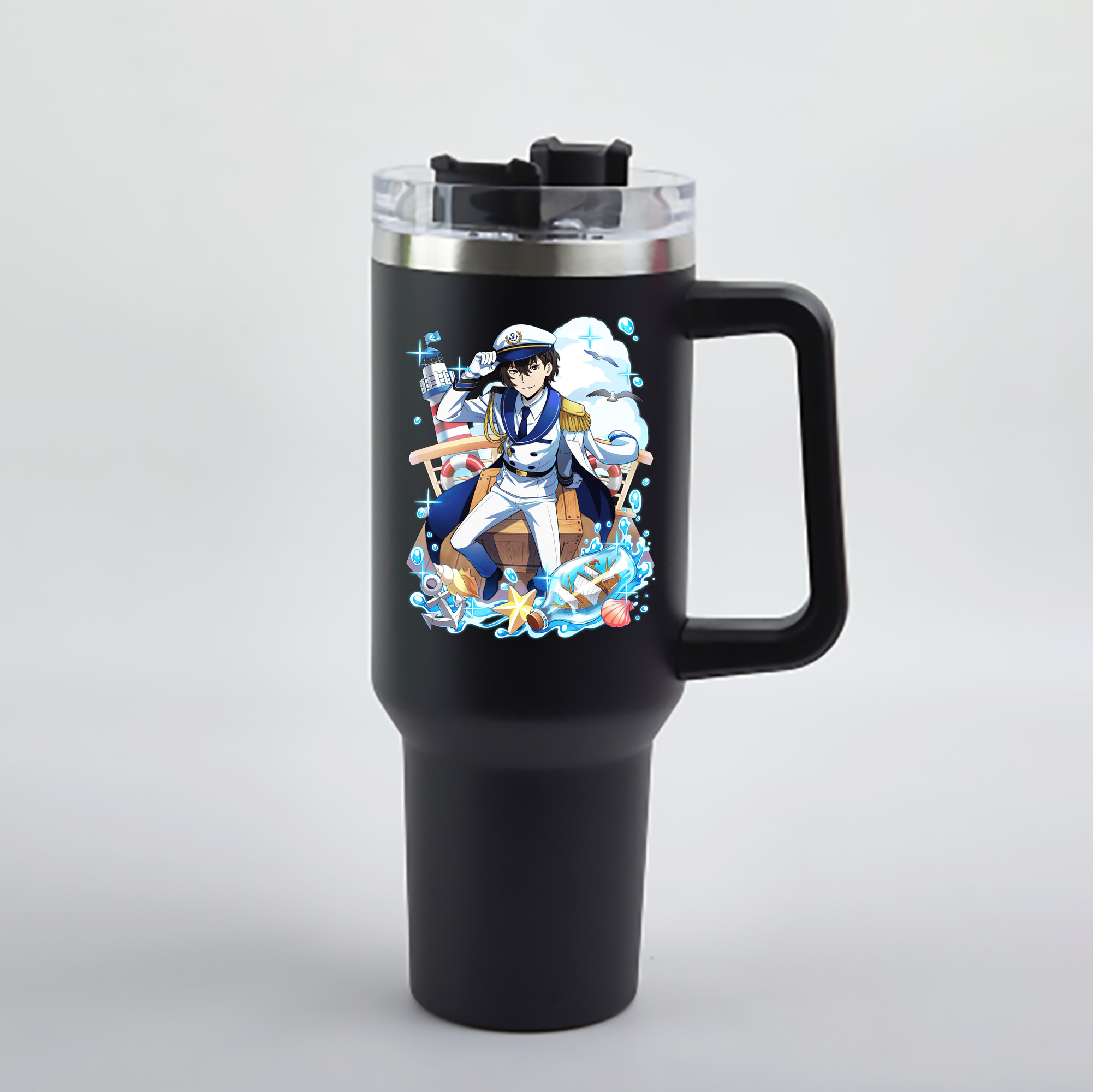 （画像用） 文豪ストレイドッグス Bungo Stray Dogs 1200mL車用タンブラー - クリスタルステッカー（プラスチックストロー付き）