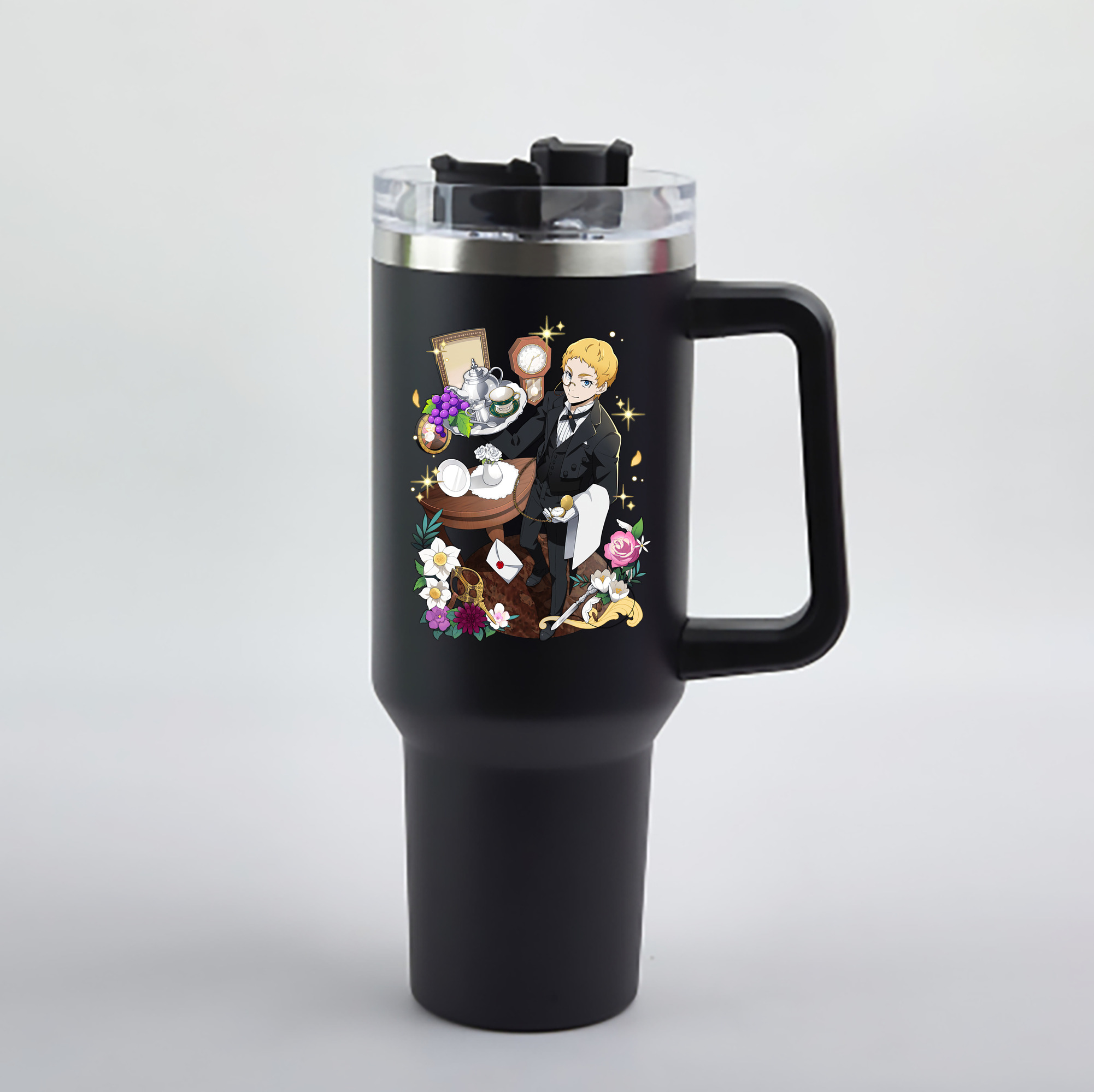 （画像用） 文豪ストレイドッグス Bungo Stray Dogs 1200mL車用タンブラー - クリスタルステッカー（プラスチックストロー付き）