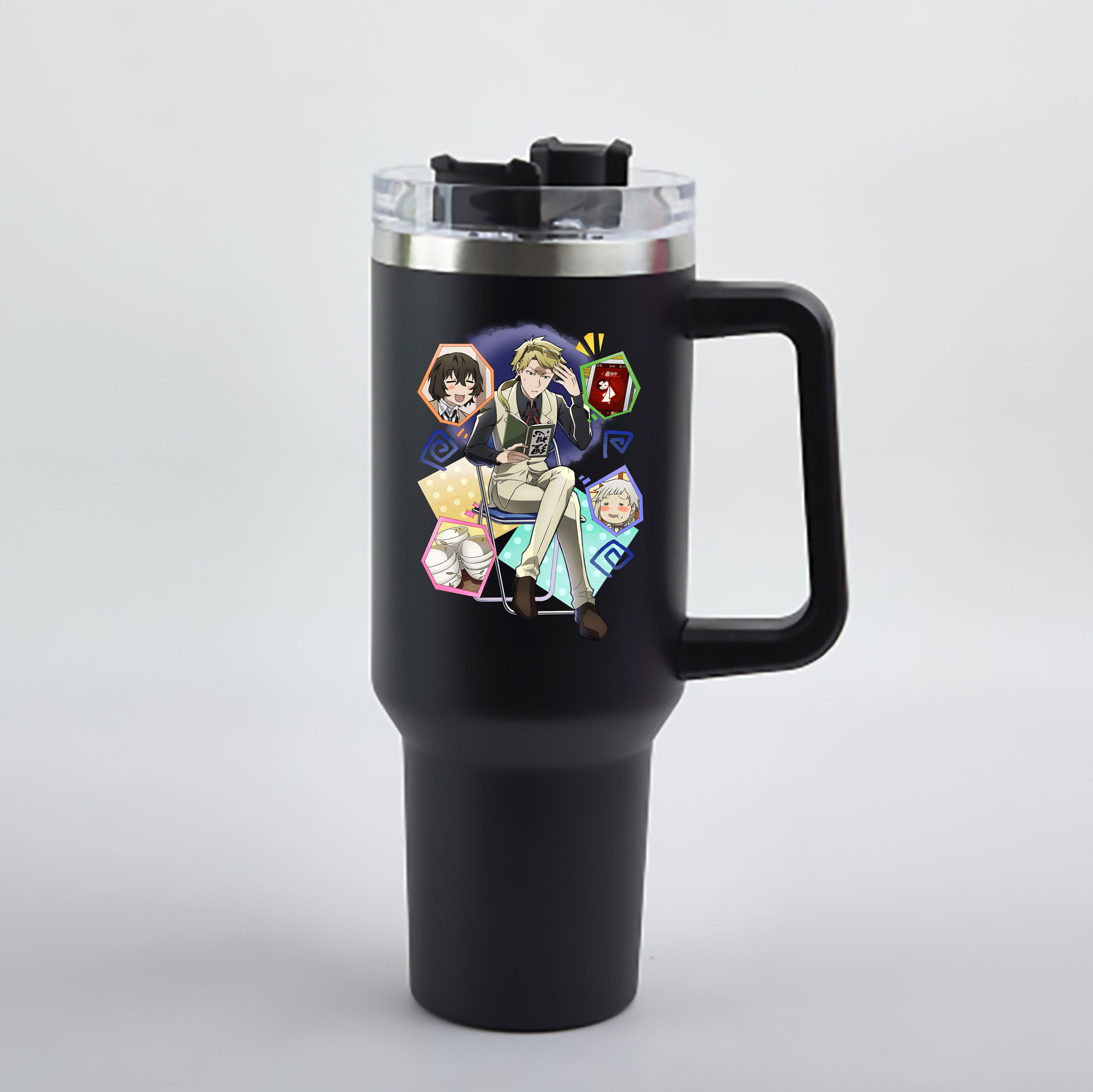 （画像用） 文豪ストレイドッグス Bungo Stray Dogs 1200mL車用タンブラー - クリスタルステッカー（プラスチックストロー付き）