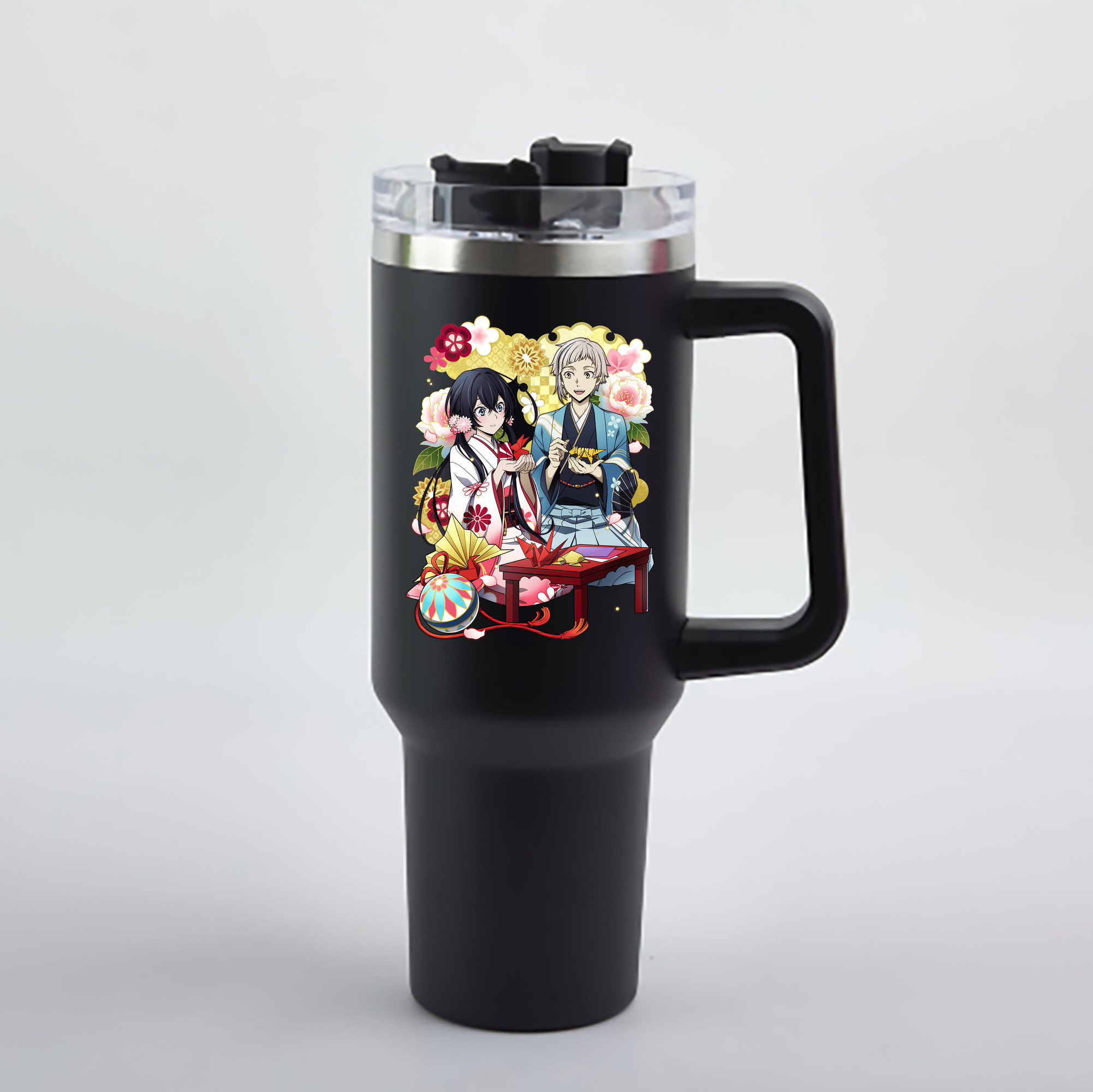 文豪ストレイドッグス Bungo Stray Dogs 1200mL車用タンブラー - クリスタルステッカー（プラスチックストロー付き）
